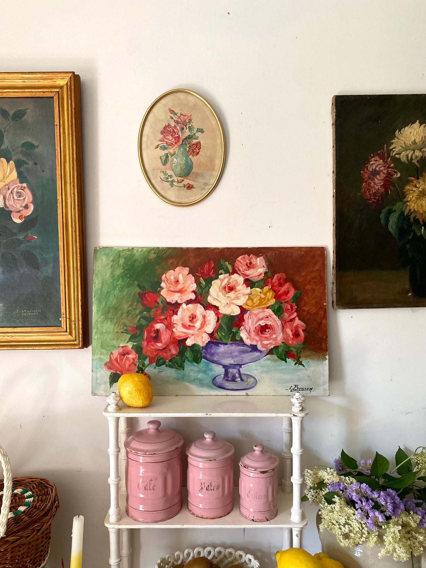 Aquarelle Originale de Roses - 1950