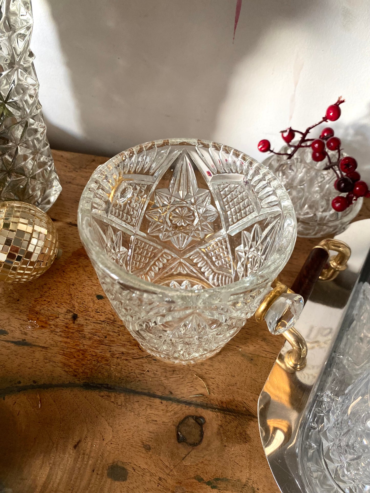 Seau à glaçon en verre taillé