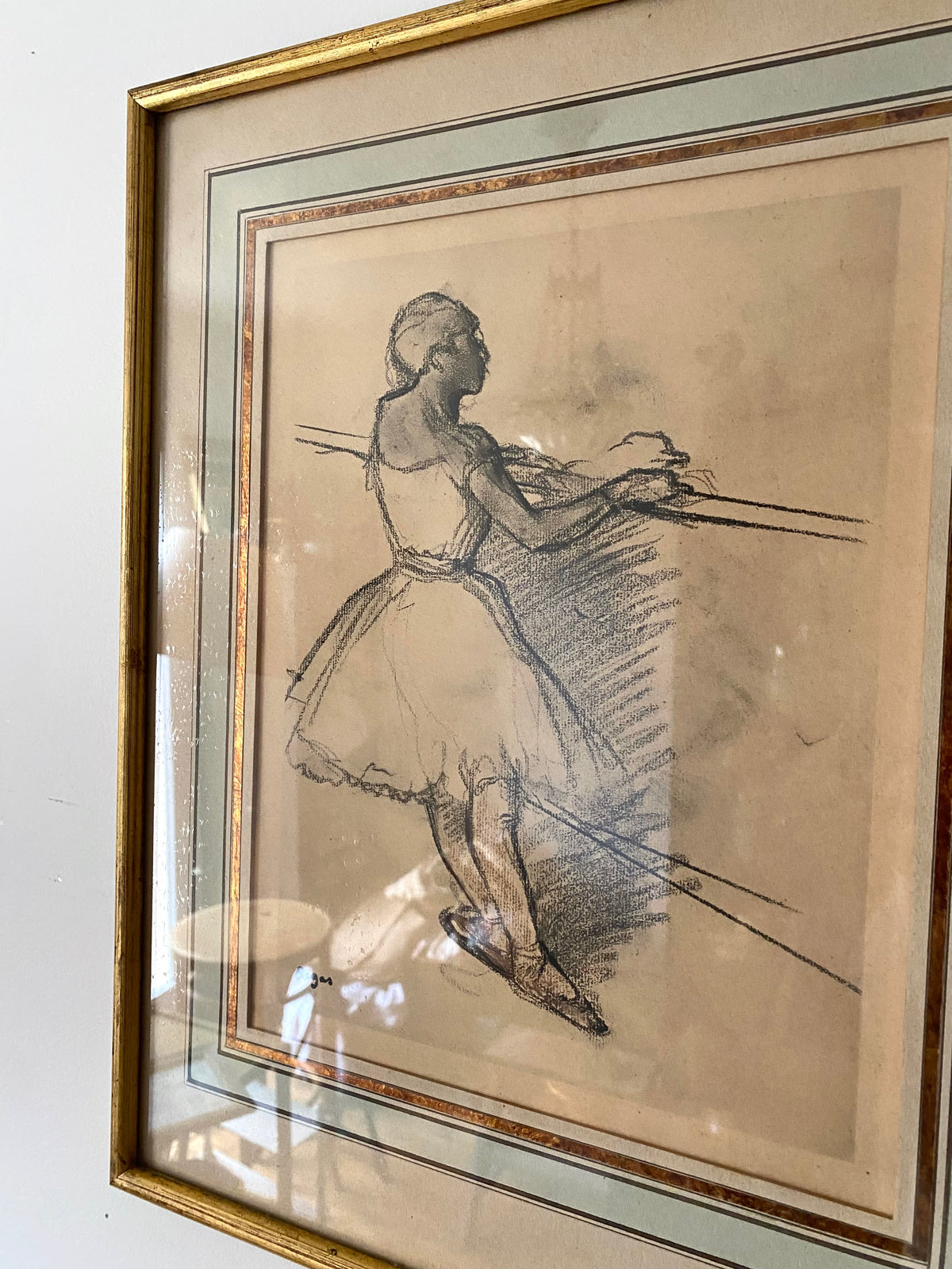 Danseuse à la barre, reproduction d'après Edgar Degas, cadre doré
