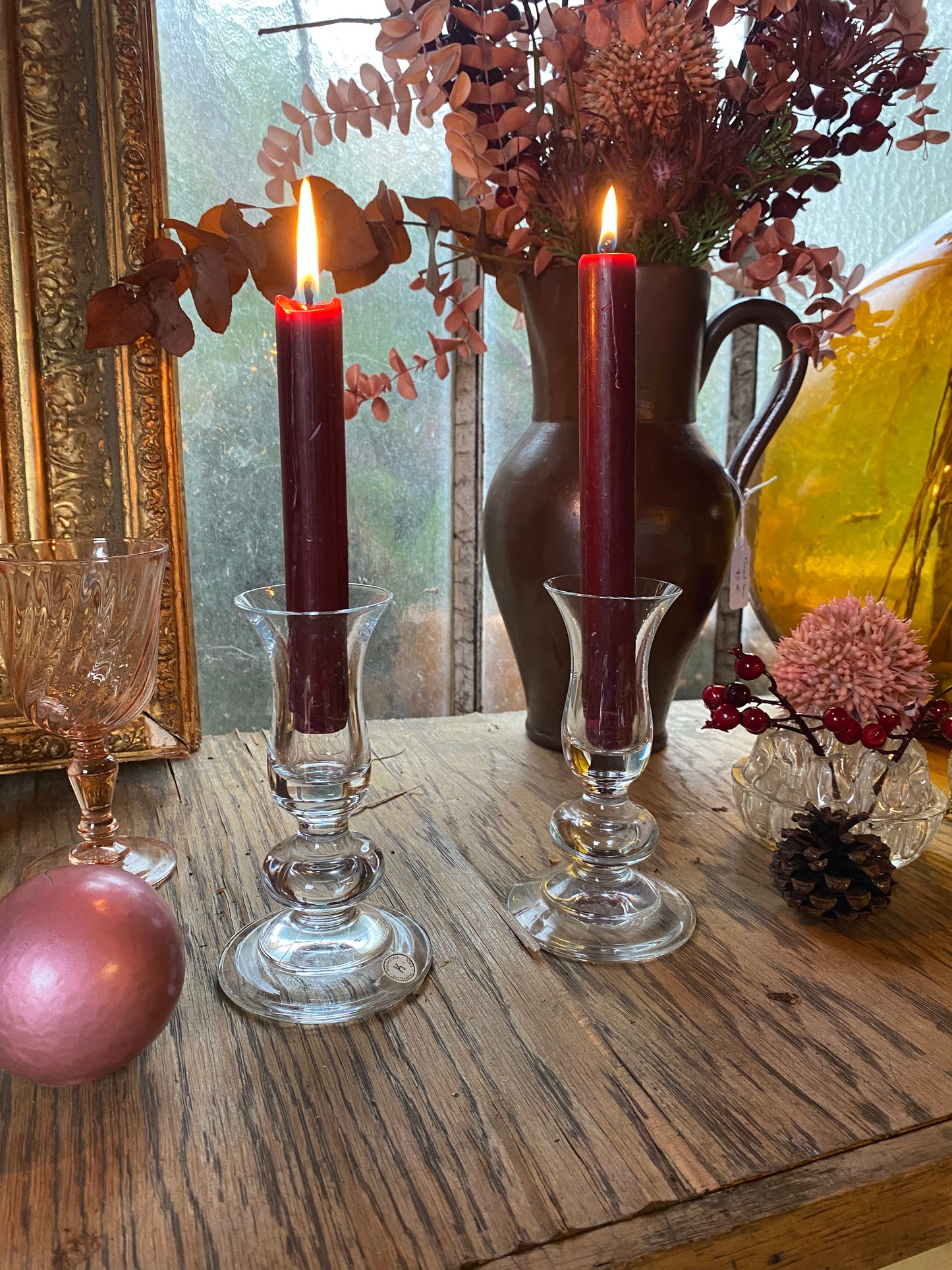 Paire de bougeoir en cristal ancien