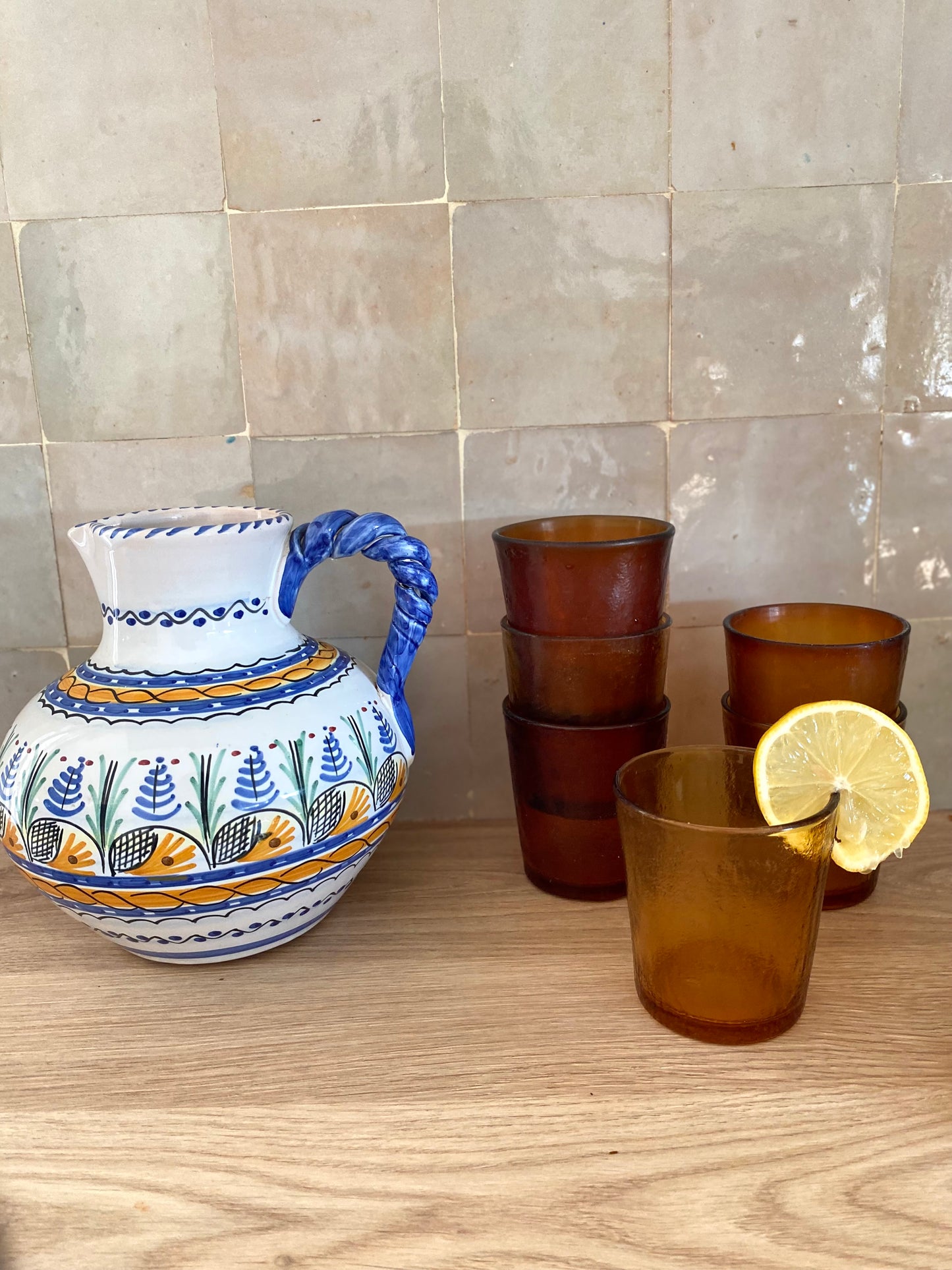Broc en céramique peinte à la main, esprit Talavera espagnole