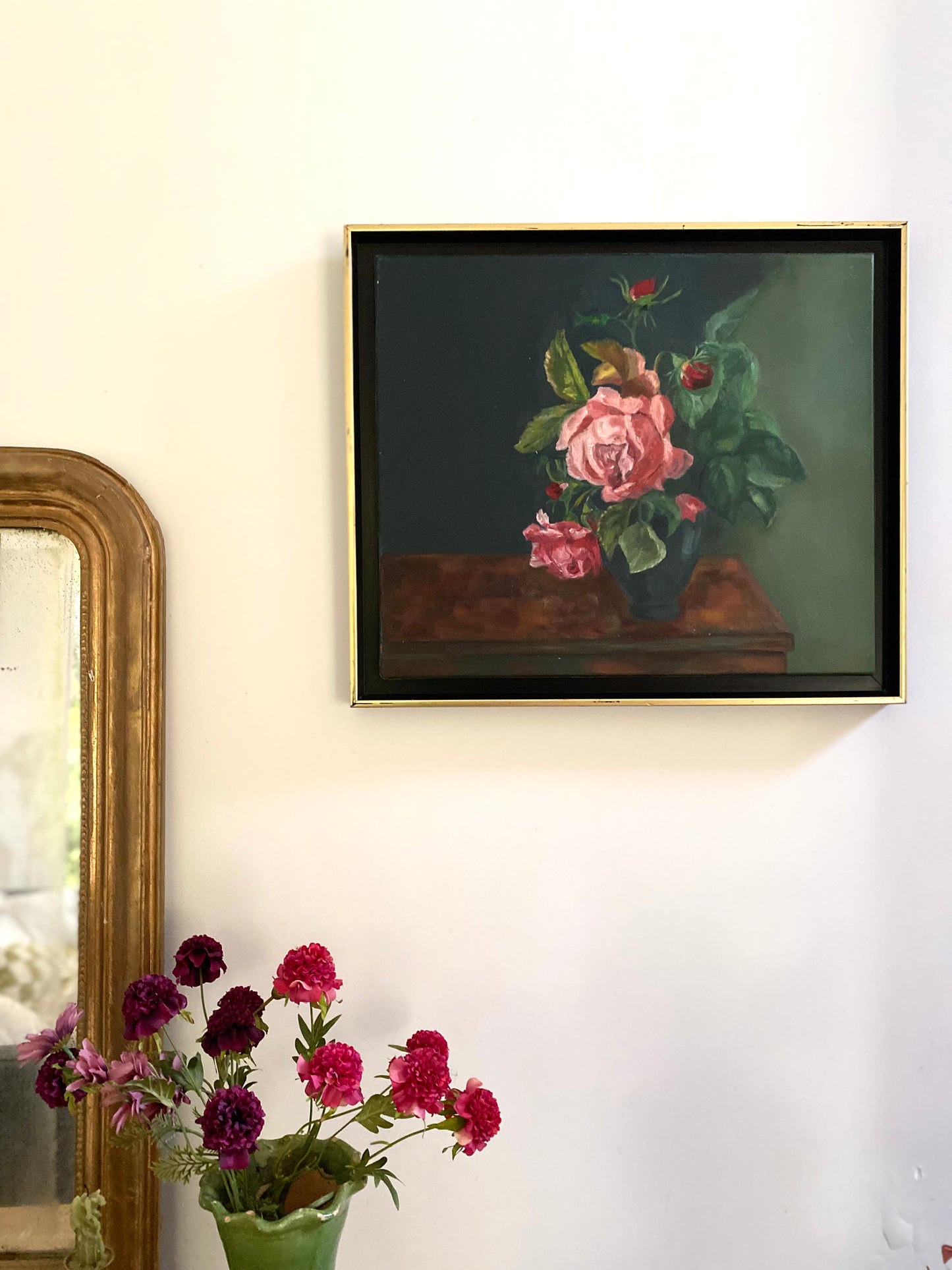 Peinture à l'huile ancienne encadrée