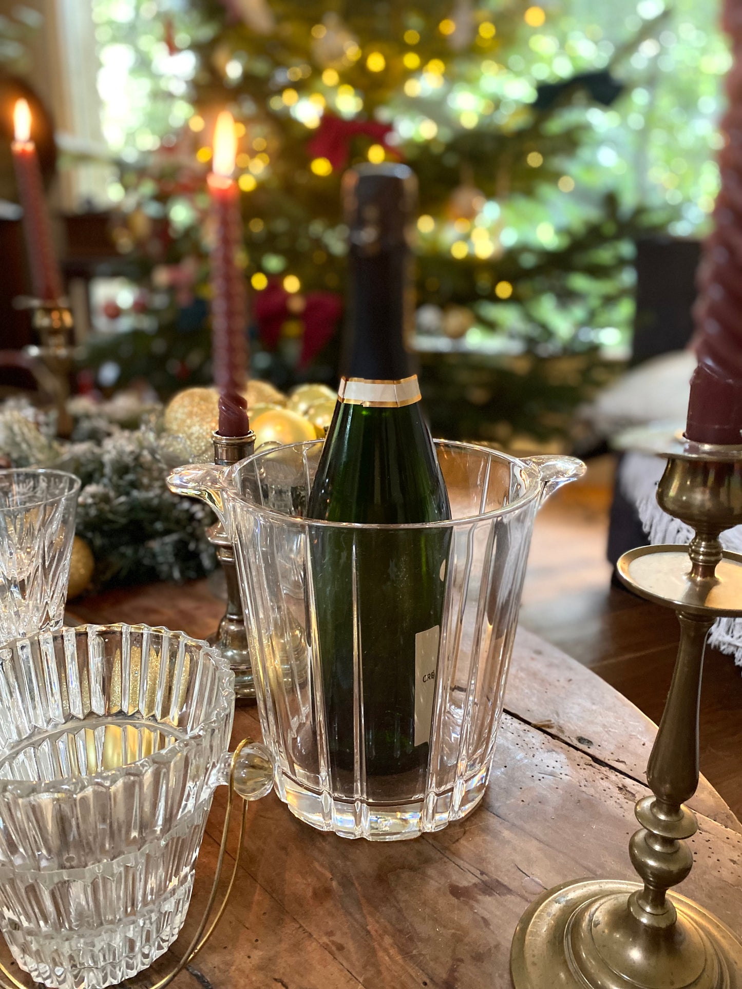 Seau à champagne en cristal ancien