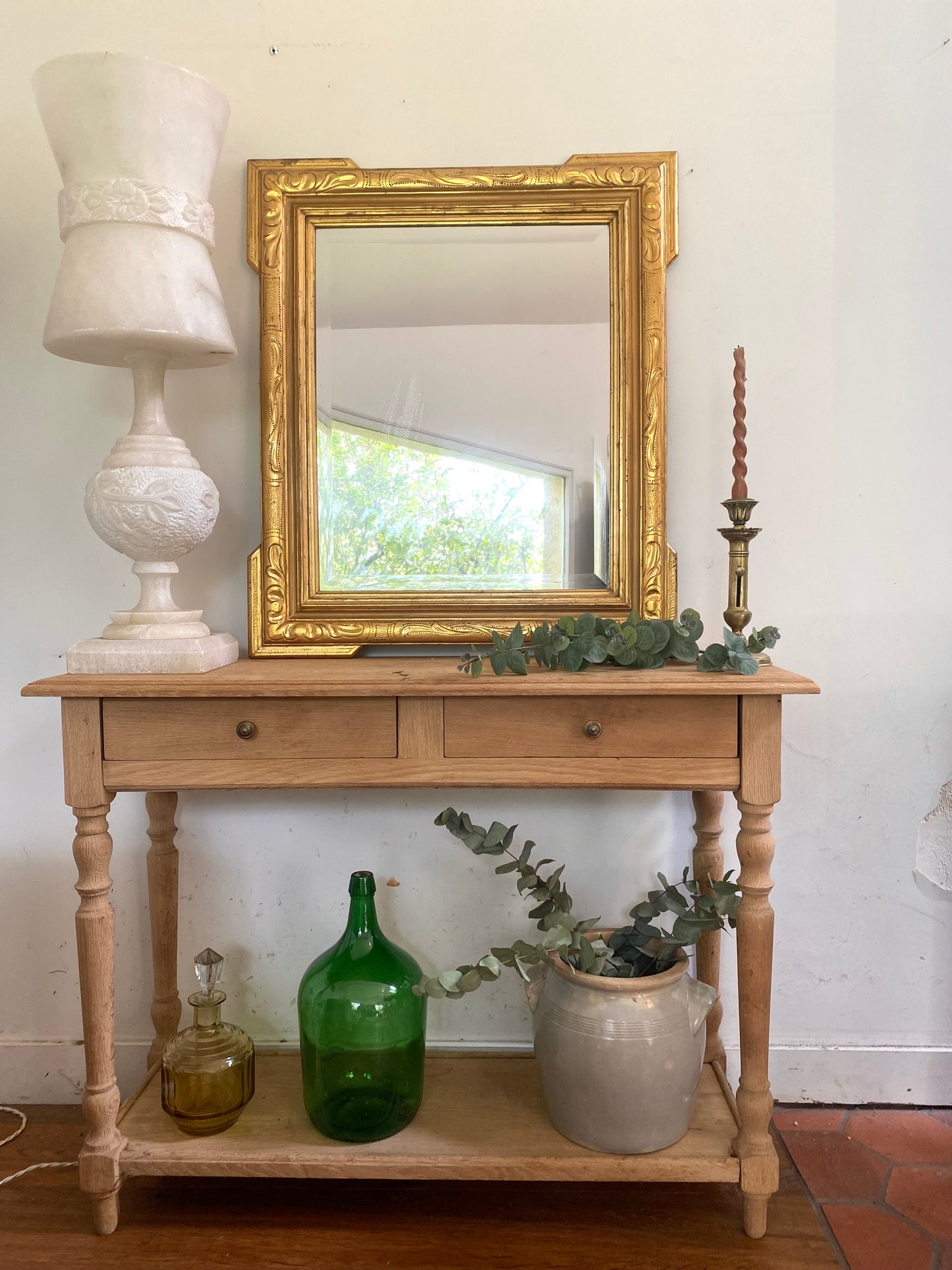 Superbe miroir ancien biseauté à "oreilles" – Style Louis-Philippe – Fin XIXe