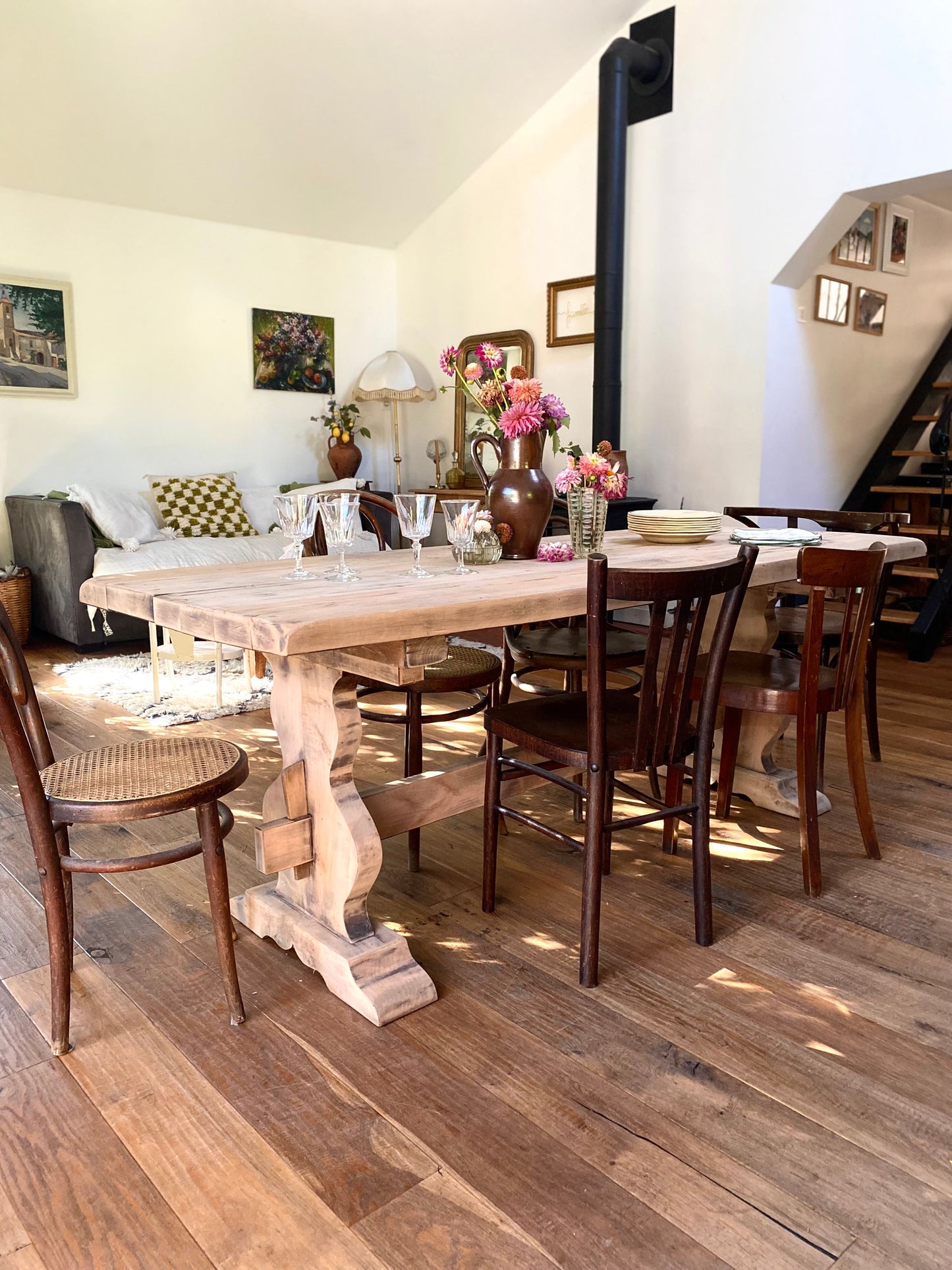 Table de ferme en bois massif ancien