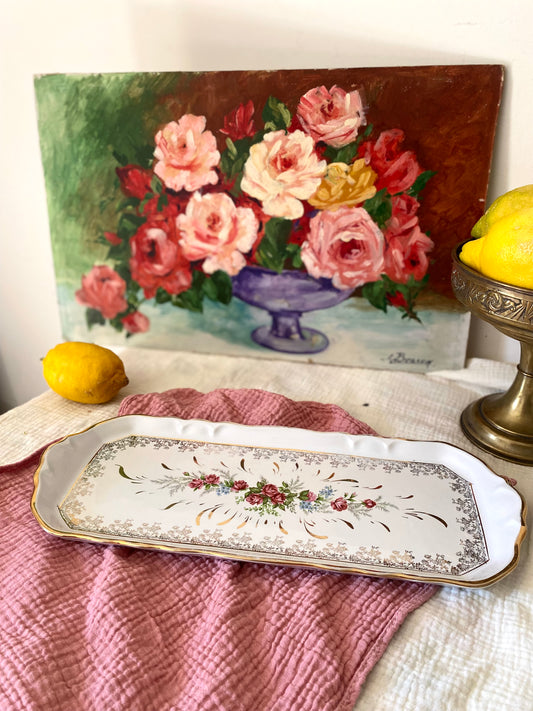 Plat à cake en porcelaine - 1950
