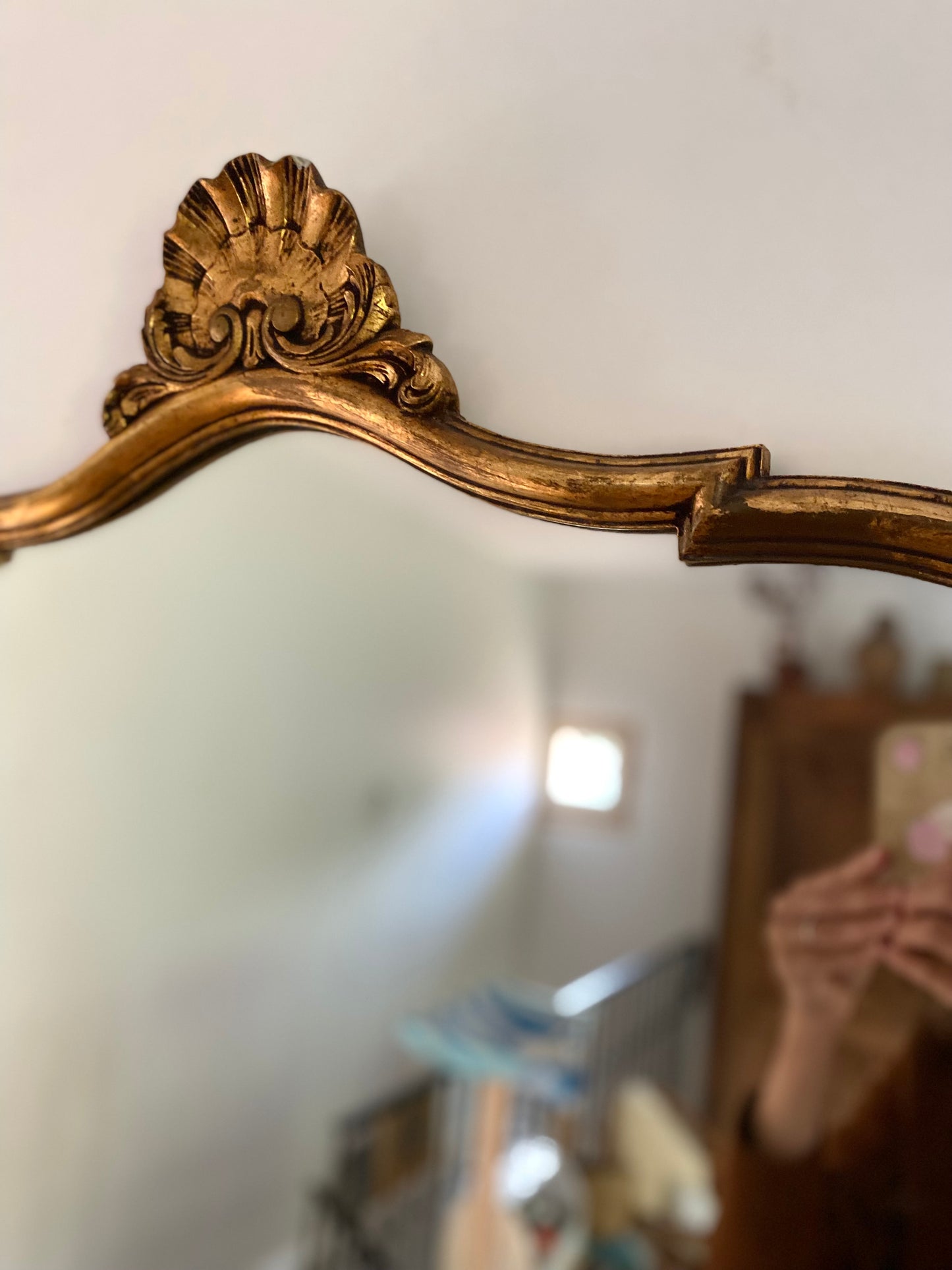Miroir baroque ancien à coquille
