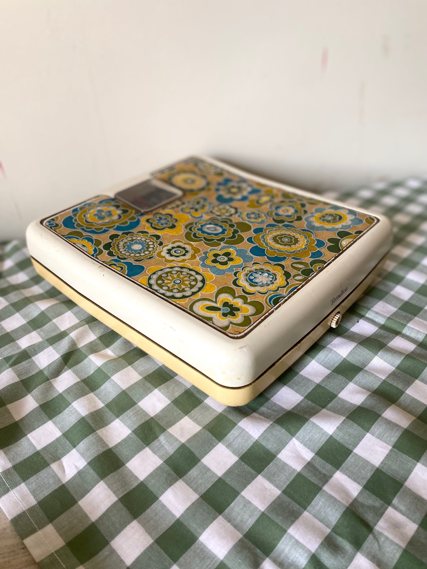 Pèse-personne Terraillon vintage à motif fleuri – années 70