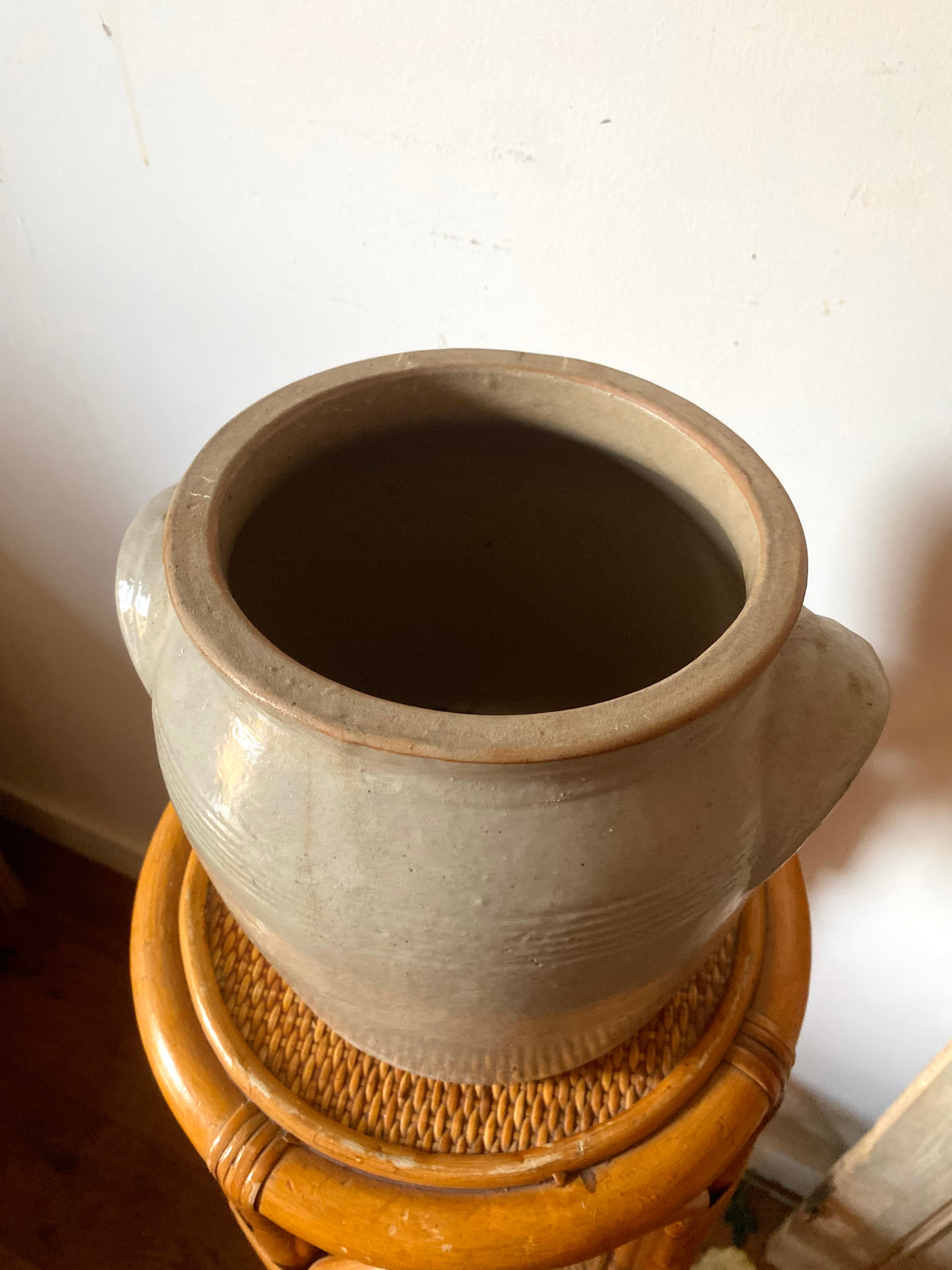 Pot à graisse en grès vernissé gris, deux anses