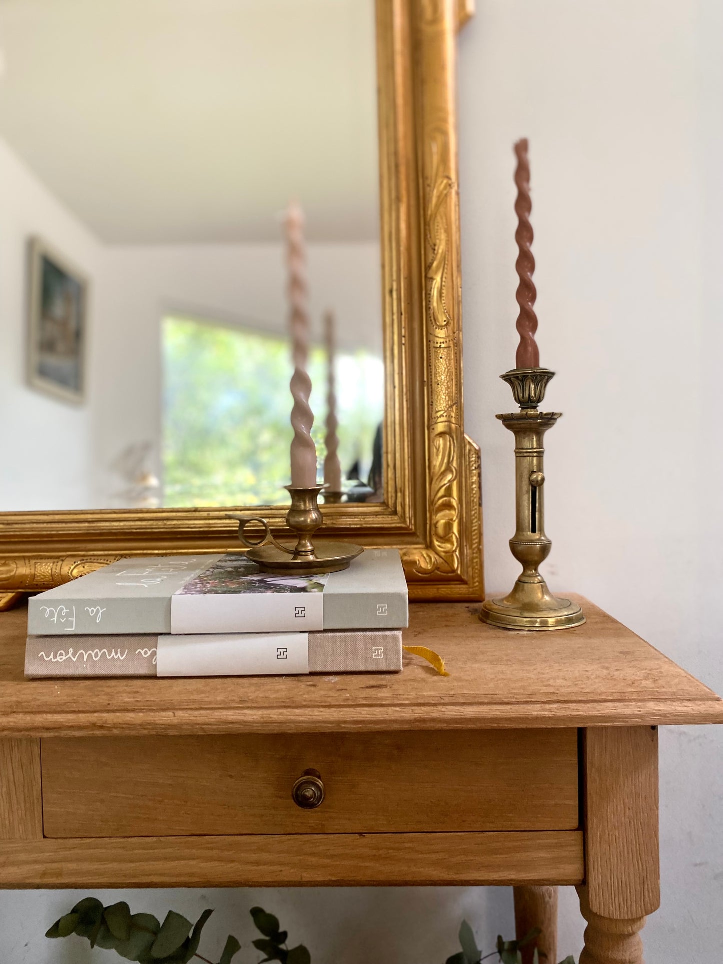 Rare Bougeoir Ancien en Laiton -  XIXème - Système Pousse-Bougie