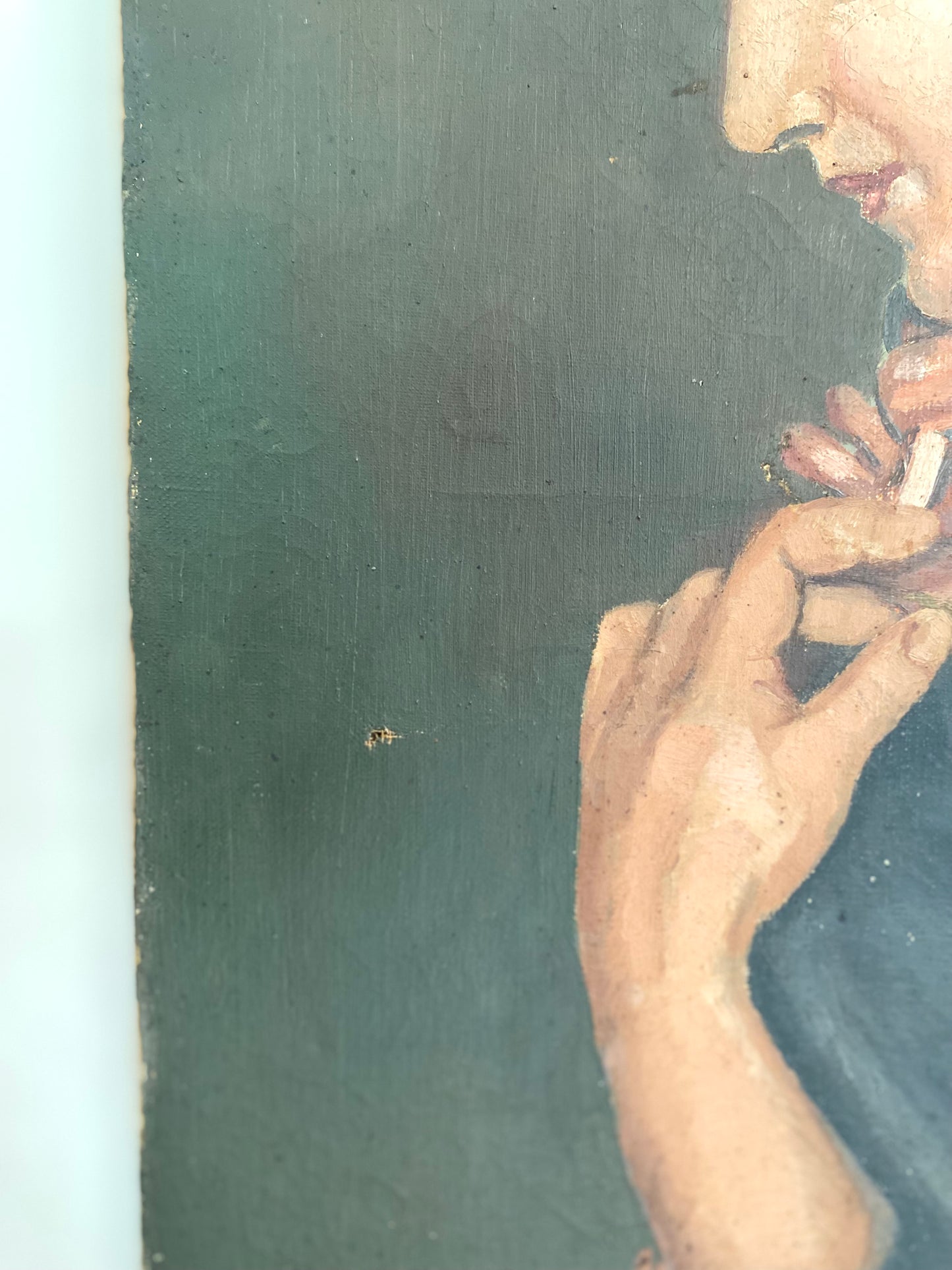 Portrait de jeune femme à la rose – Huile sur toile XIXe/XXe