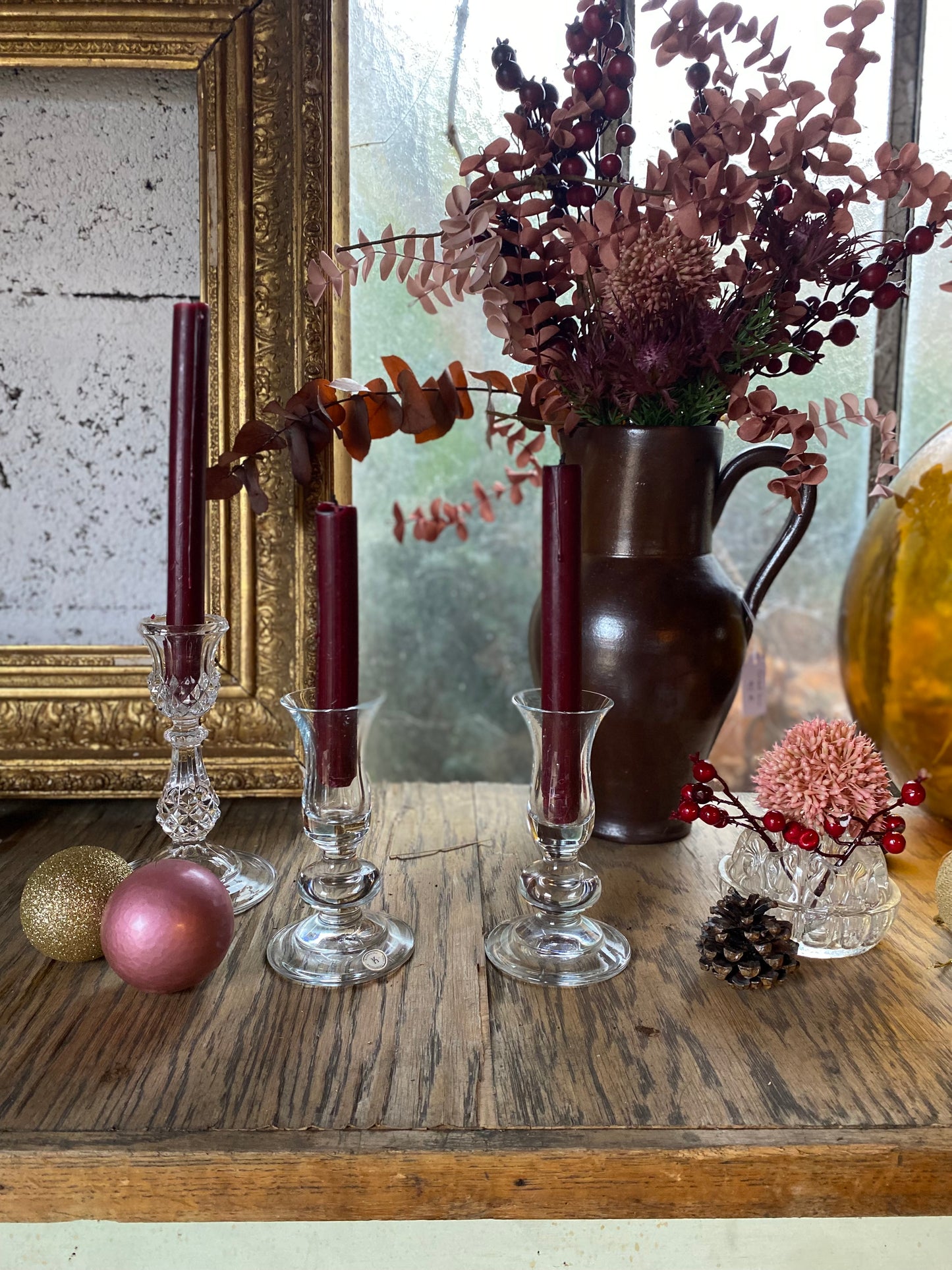 Paire de bougeoir en cristal ancien