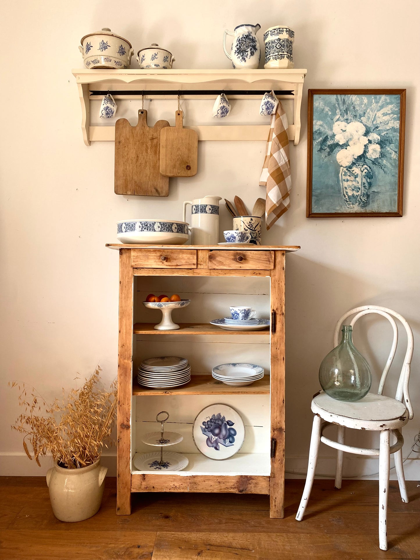 Étagère murale en bois ancien rénovée