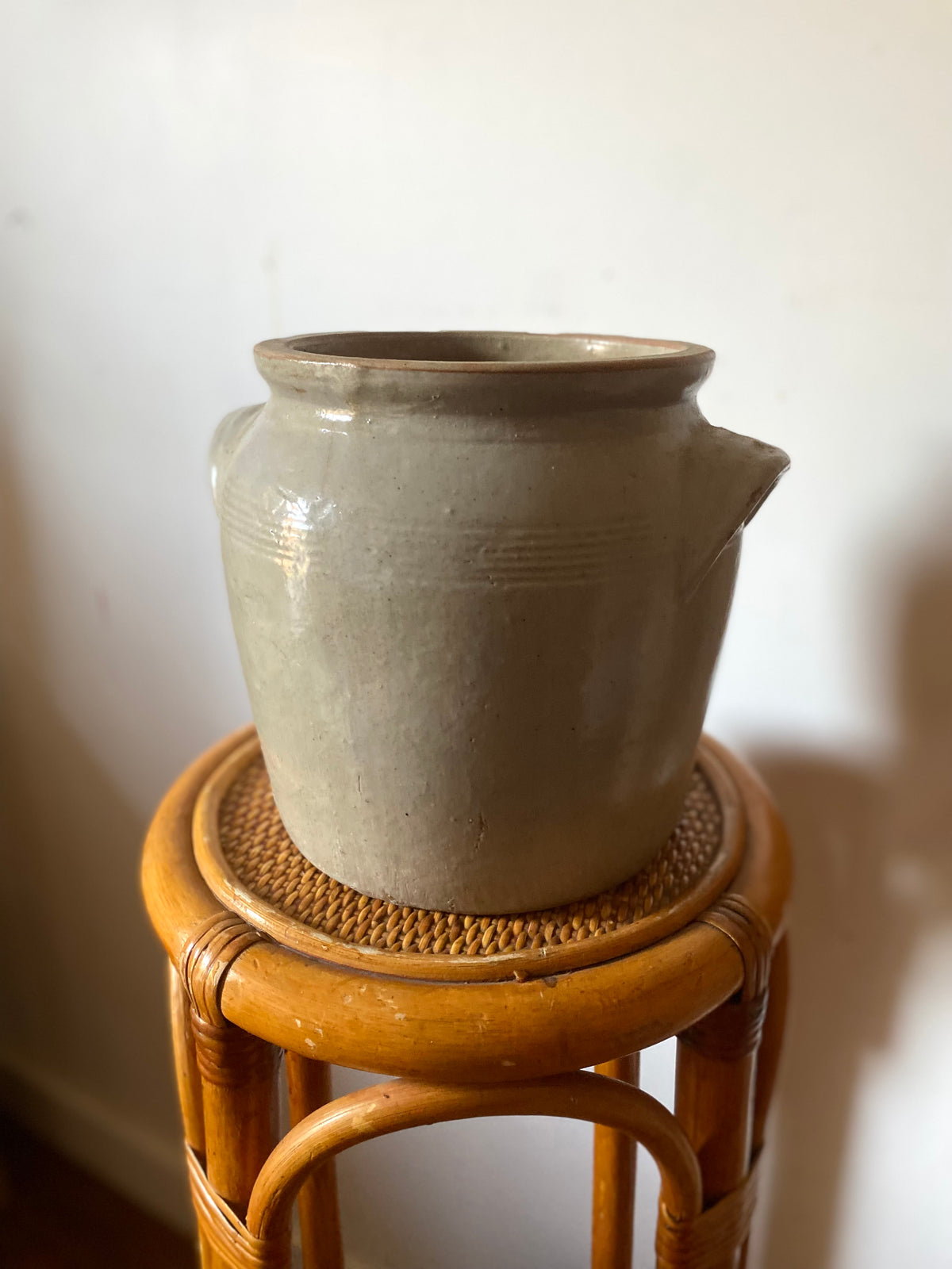 Pot à graisse en grès vernissé gris, deux anses