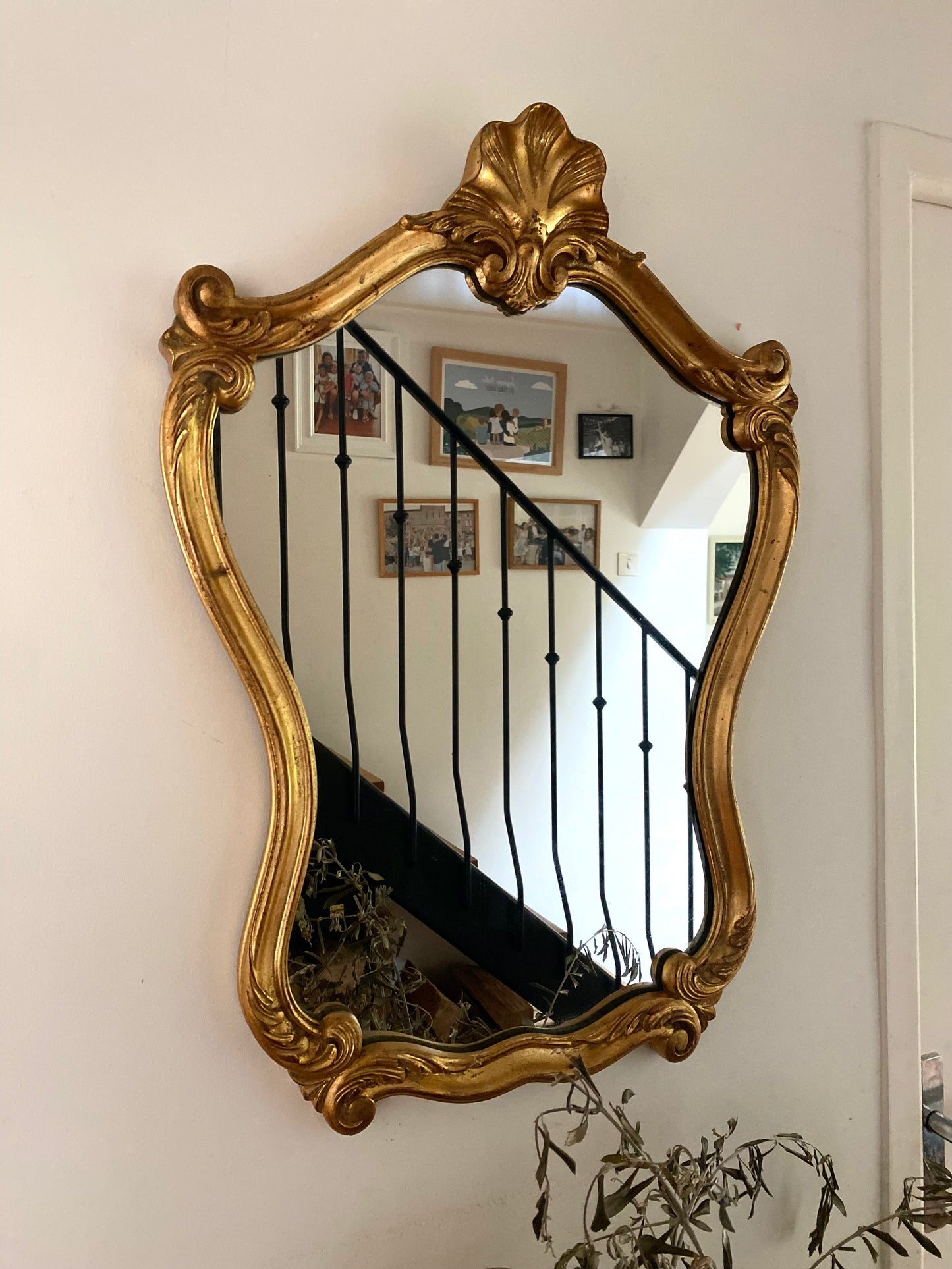 Miroir baroque ancien à coquille