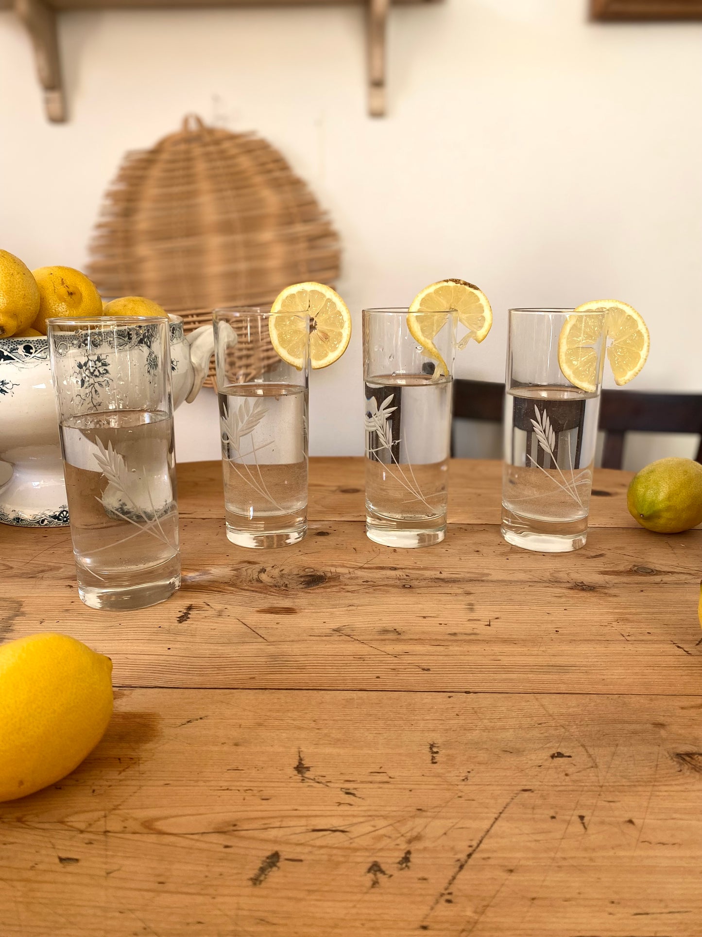 4 Verres à limonade gravés