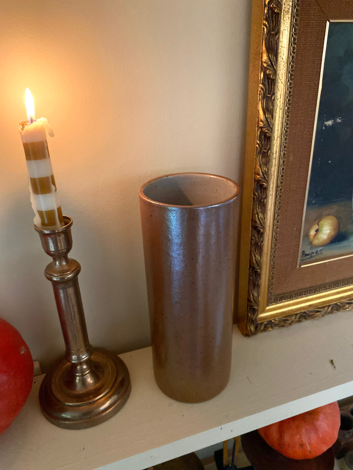 Grand vase cylindre en grès émaillé, 1970
