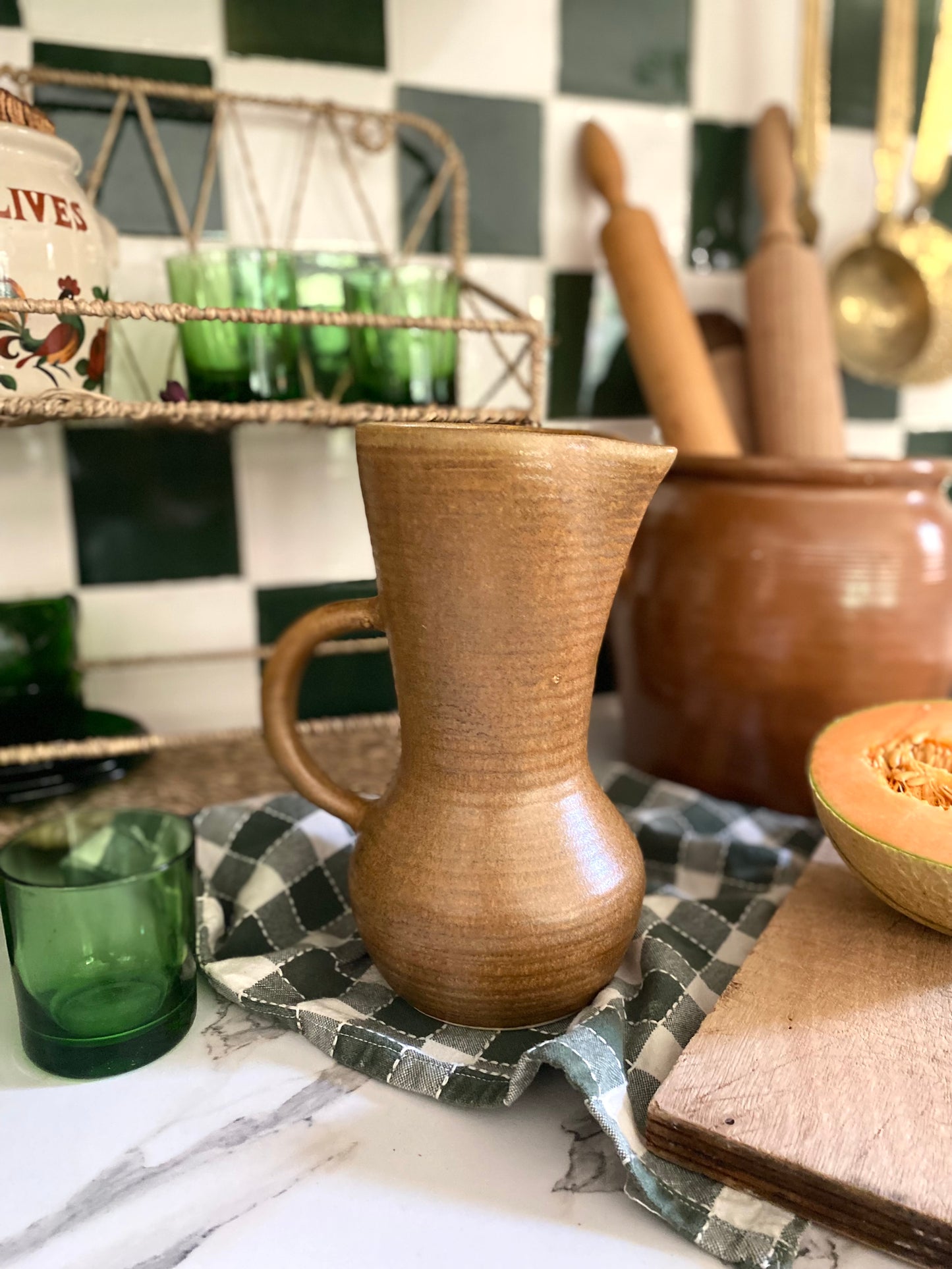 Pichet ancien en grès émaillé - Manufacture de Digoin