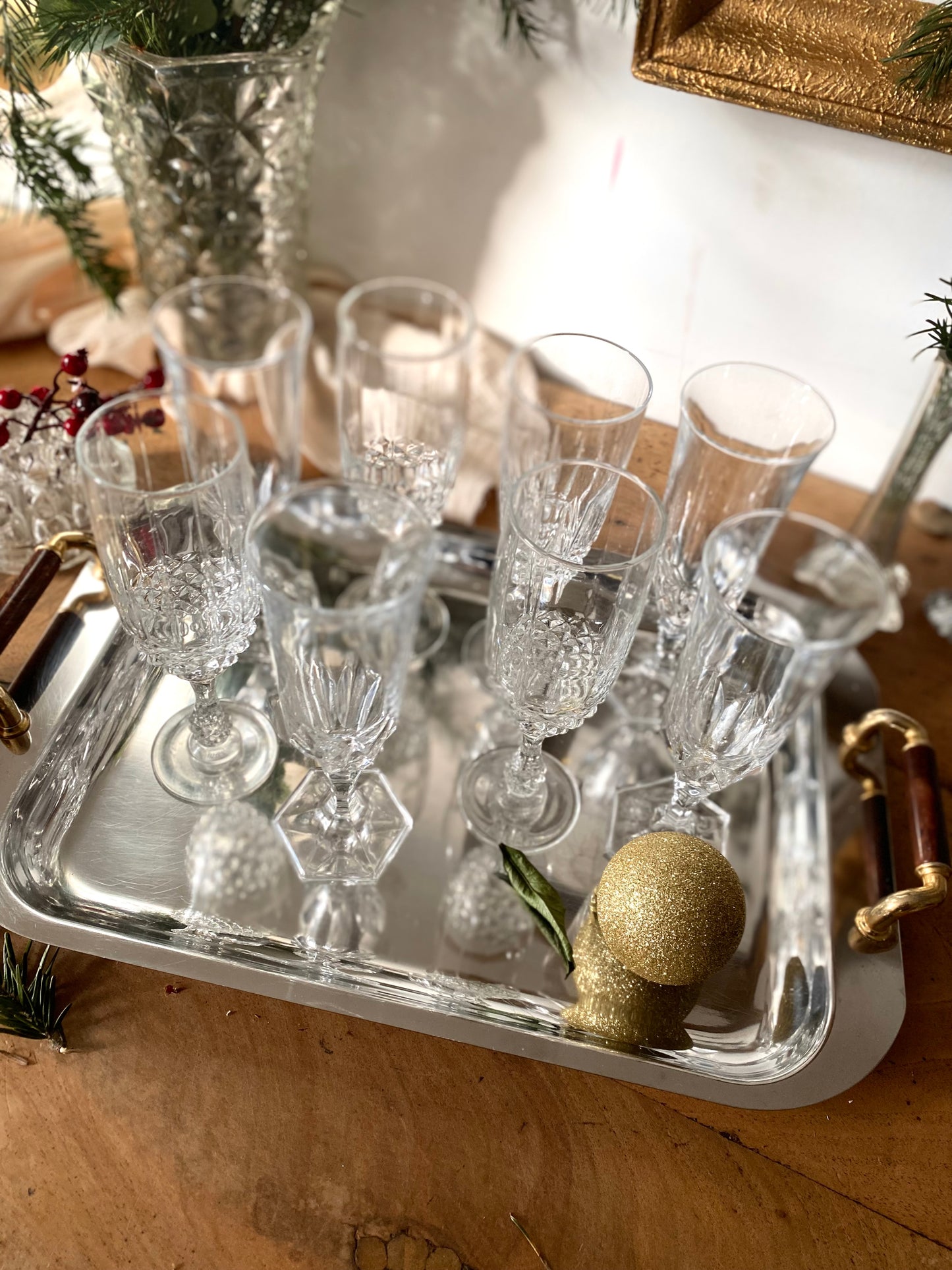 Flutes à champagne en cristal ancien