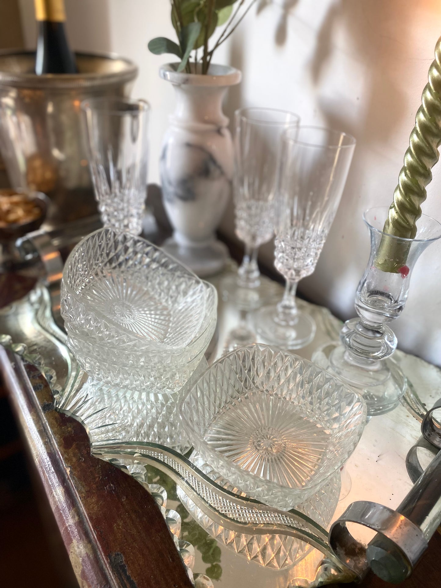 Coupelles en verre taillé