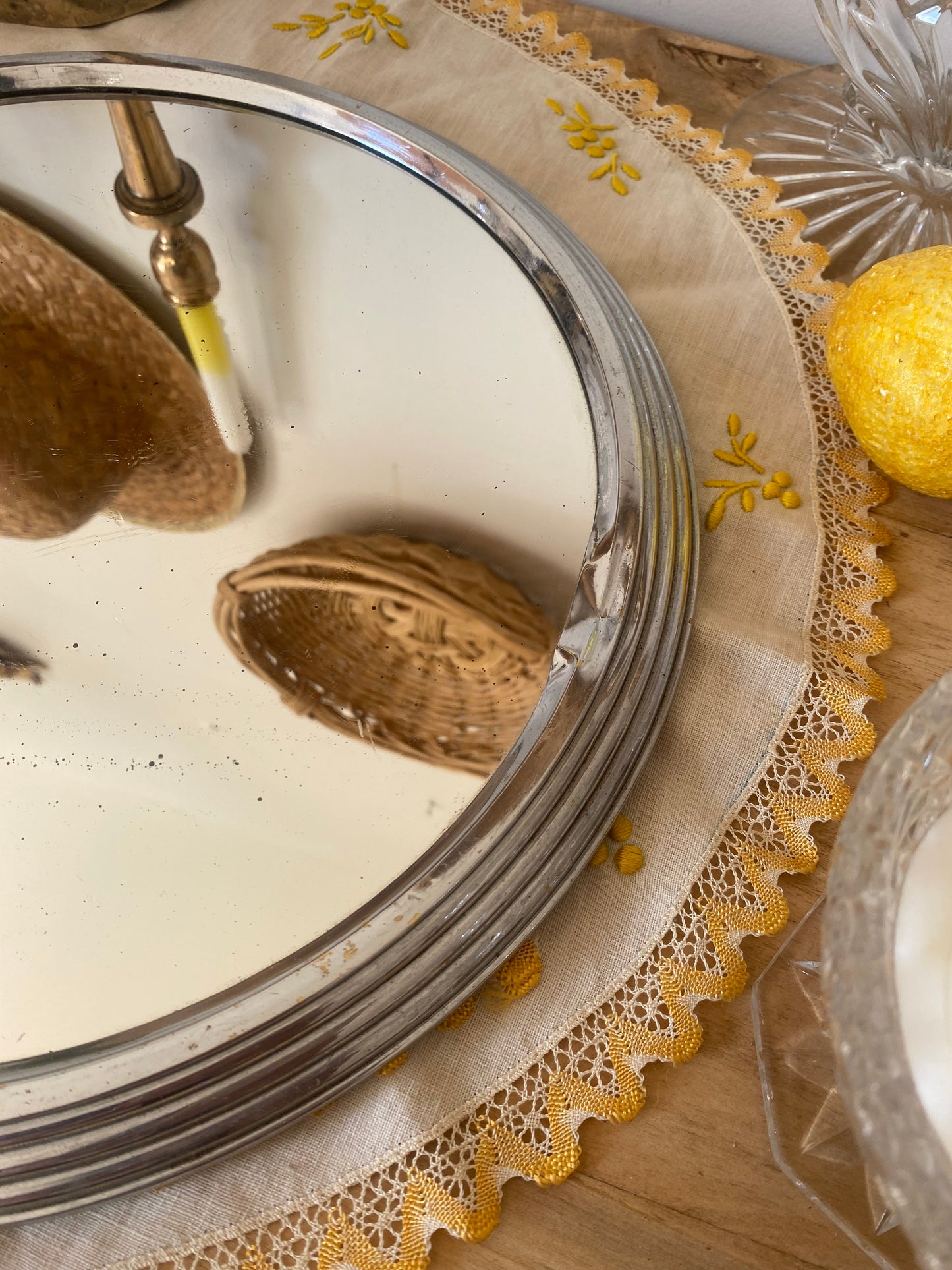 Plateau de service miroir ancien