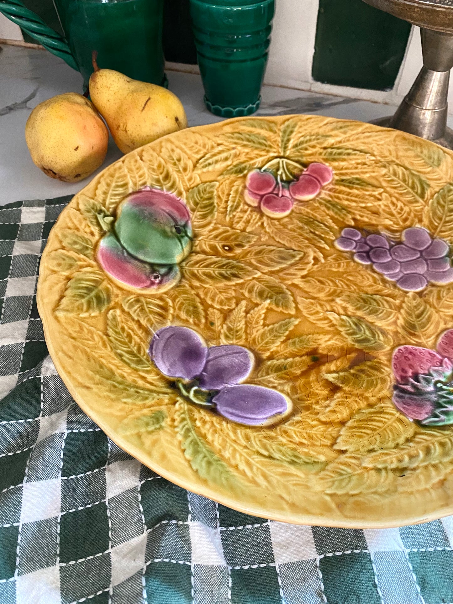 Plat de présentation en barbotine Sarreguemines