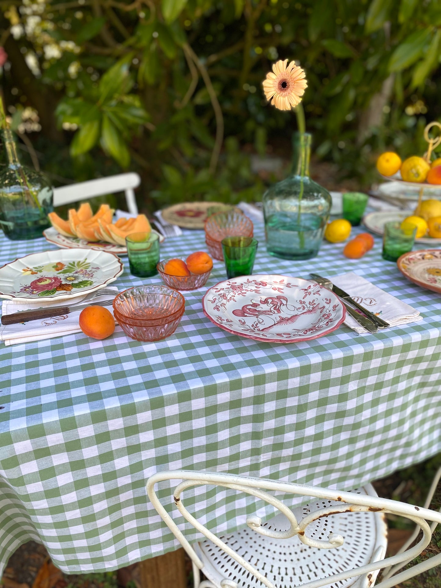 Nappe vichy vert menthe – popeline de coton, 150 x 250 cm