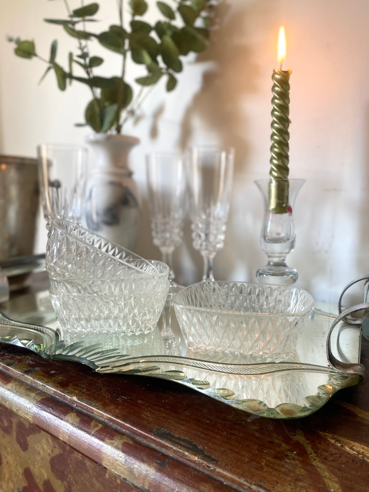 Coupelles en verre taillé