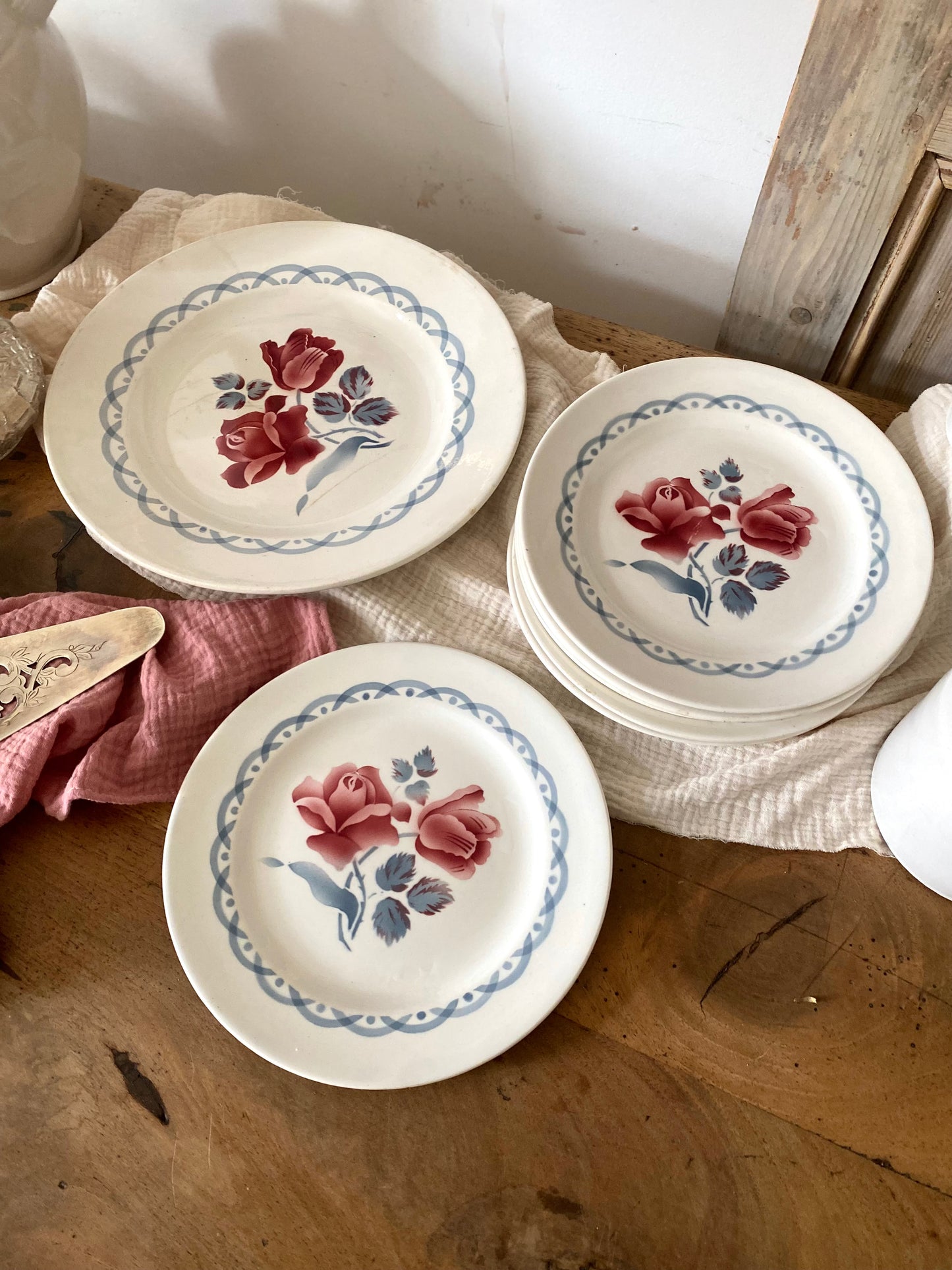 Service à dessert ancien Digoin & Sarreguemines – Modèle "Cannes" 1940