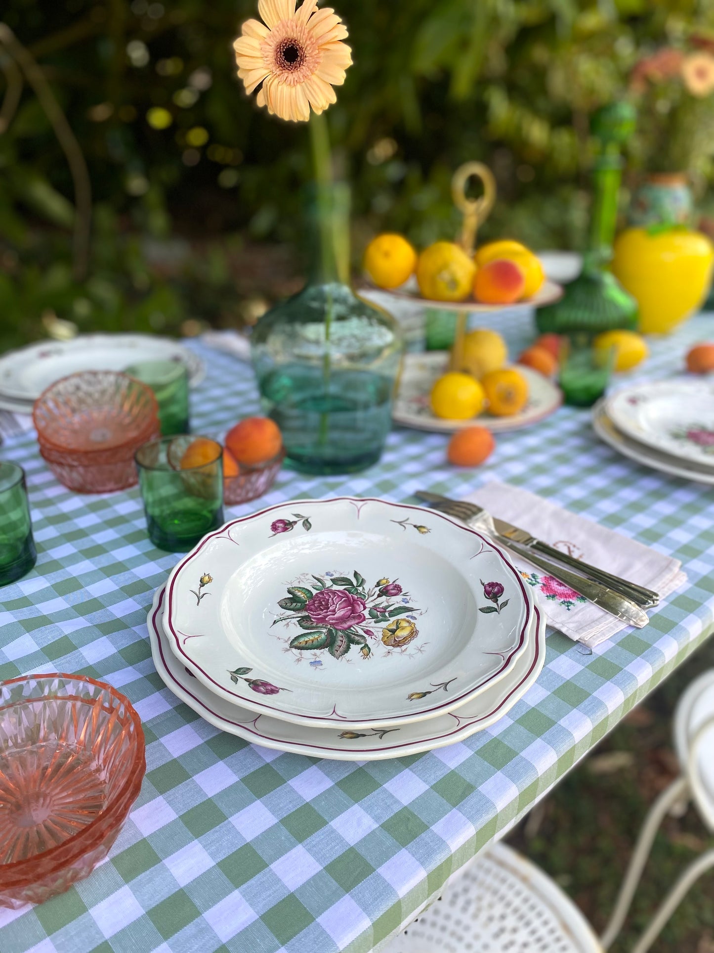 Nappe vichy vert menthe – popeline de coton, 150 x 250 cm