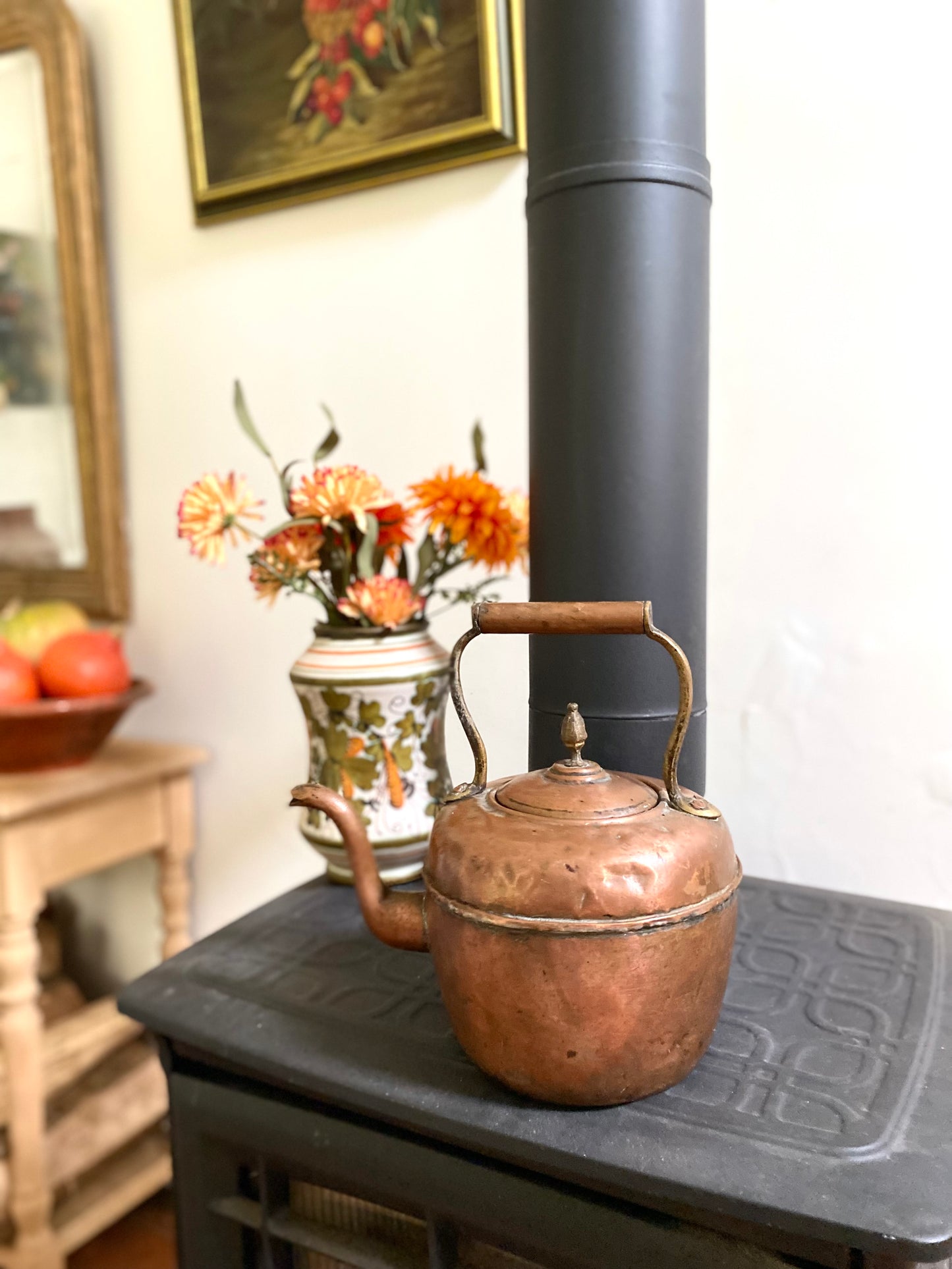 Bouilloire début du XXe siècle en cuivre martelé