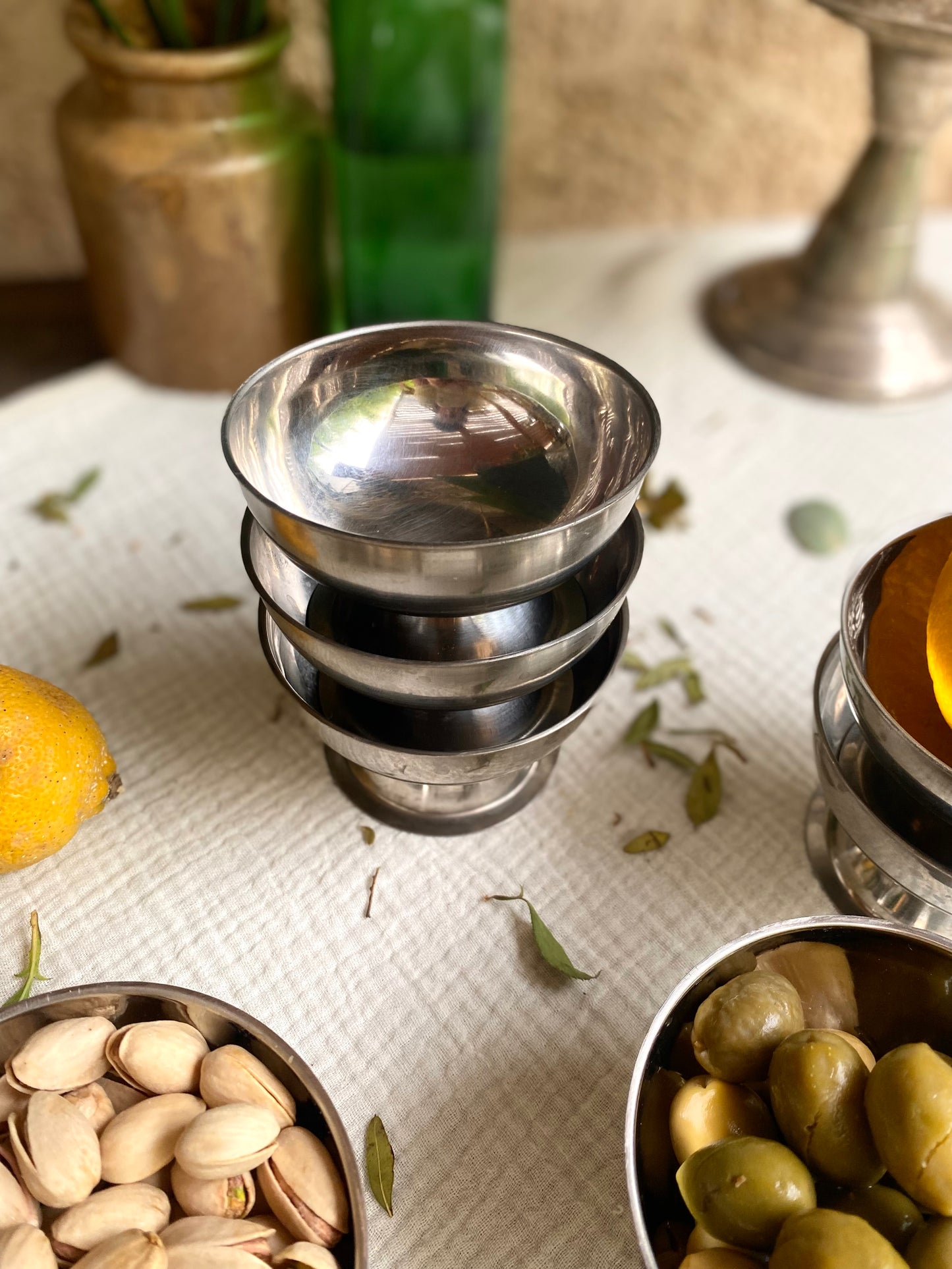 Coupes à glace en inox ancien