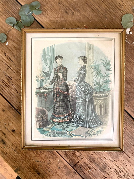 Gravure de mode ancienne encadrée