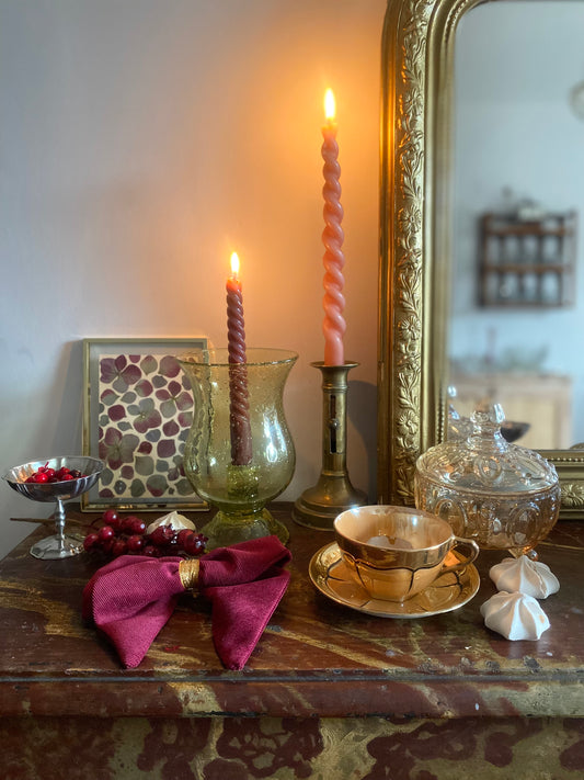 Bougeoir en verre bullé ancien