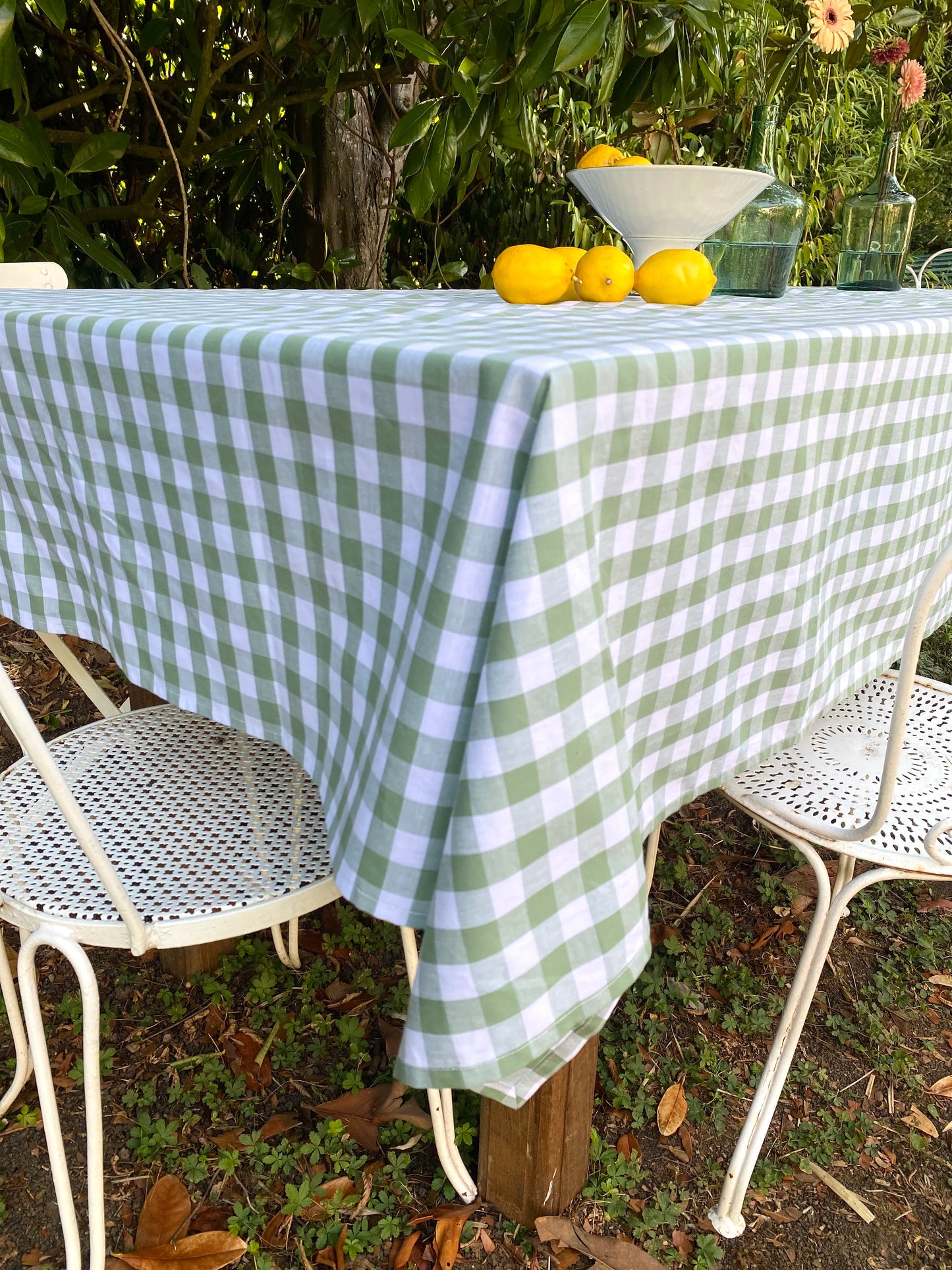 Nappe vichy vert menthe – popeline de coton, 150 x 250 cm