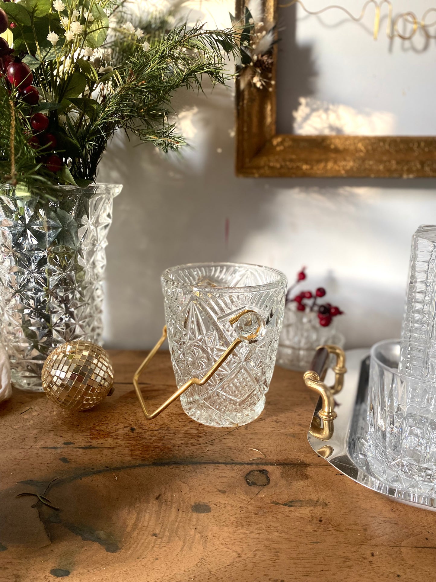 Seau à glaçon en verre taillé