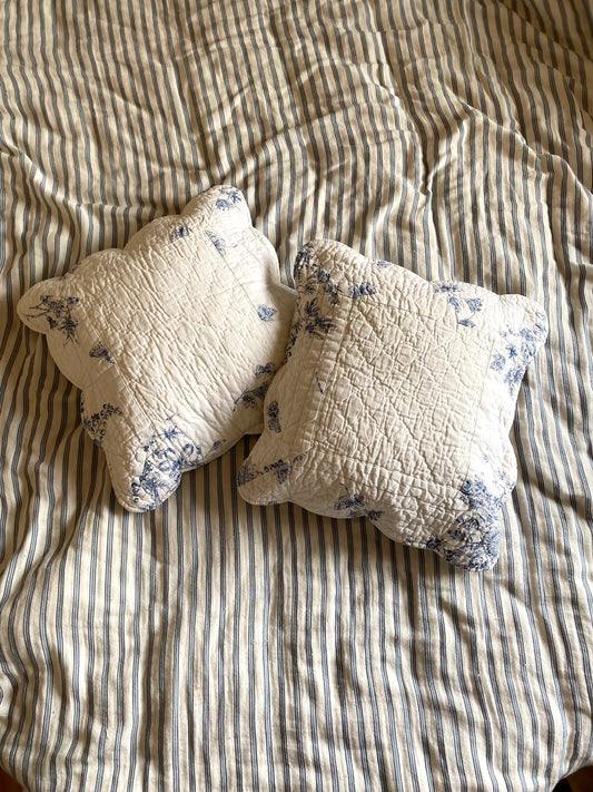 Housses de coussin en coton ancien en toile de Jouy