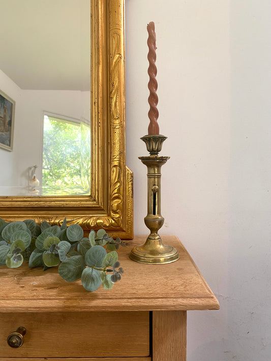 Rare Bougeoir Ancien en Laiton -  XIXème - Système Pousse-Bougie