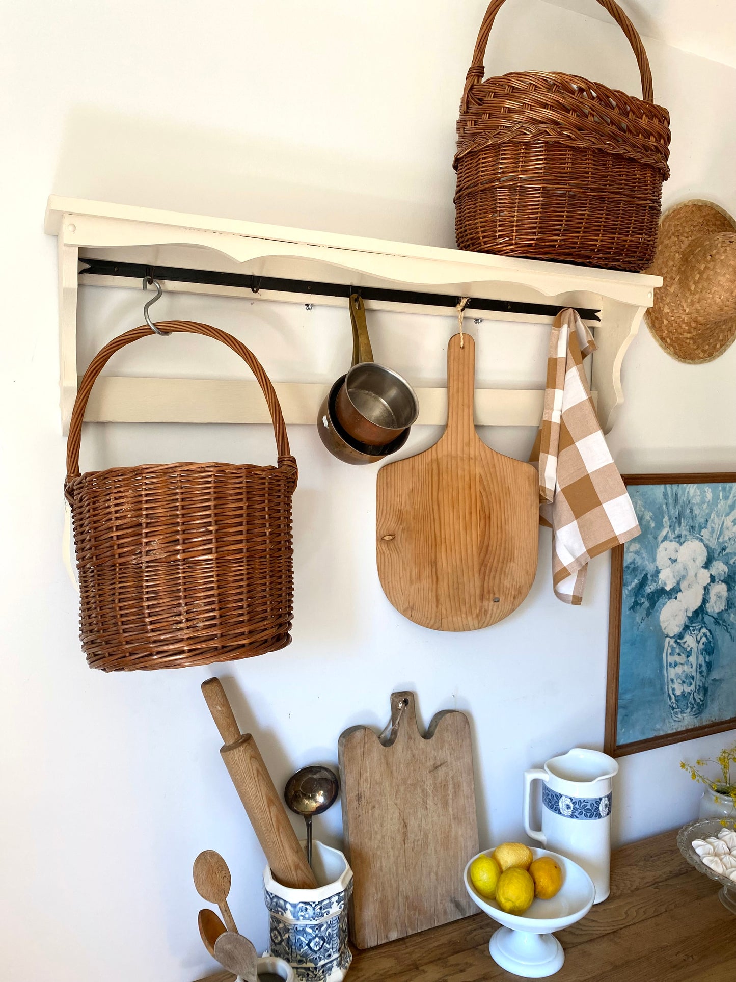 Étagère murale en bois ancien rénovée