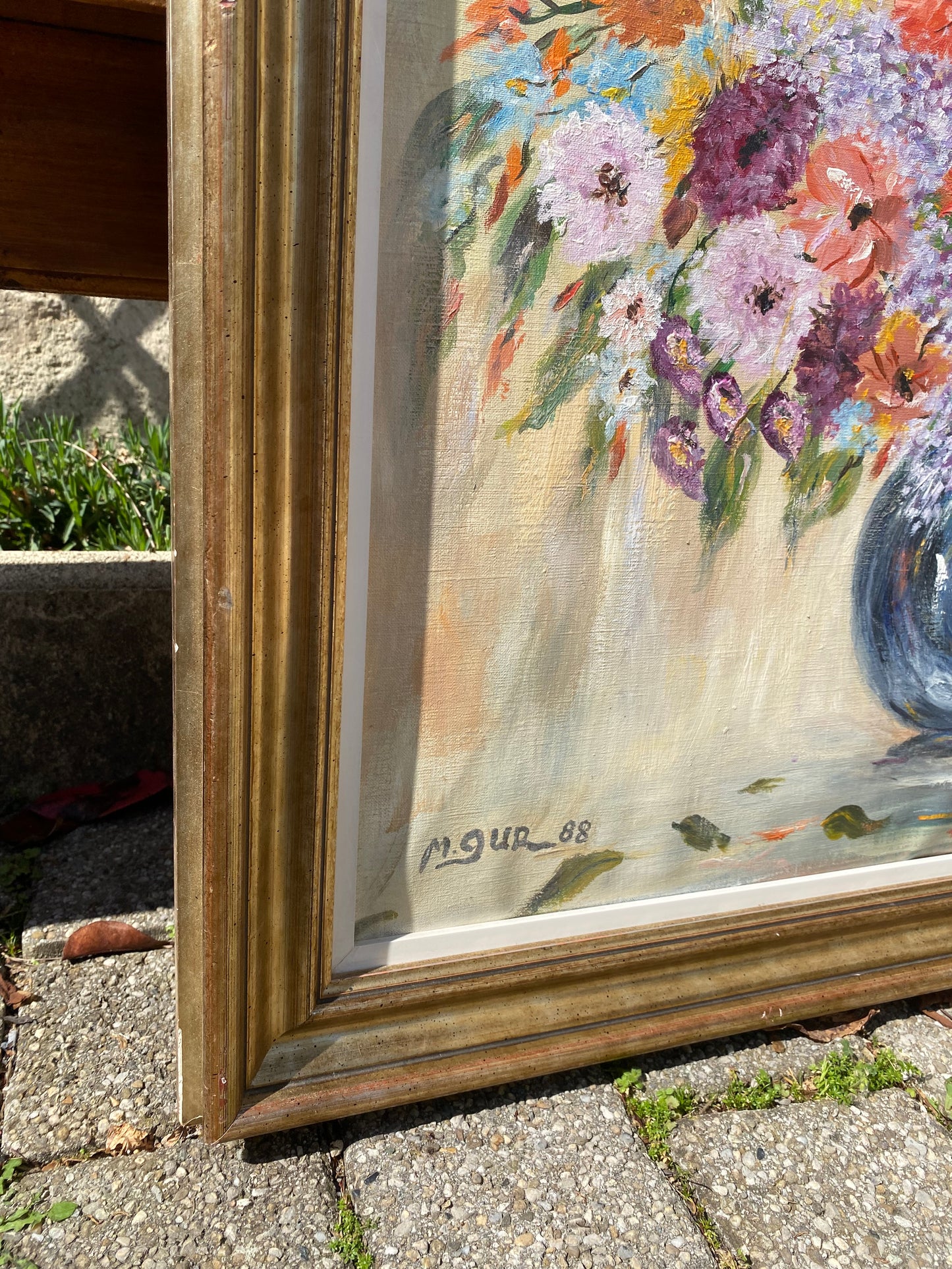 Magnifique Nature Morte : Bouquet de Fleurs Champêtres datée de 1988