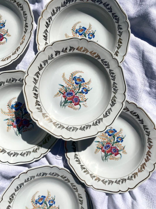 Assiettes Creuses en Porcelaine française milieu du XXème siècle