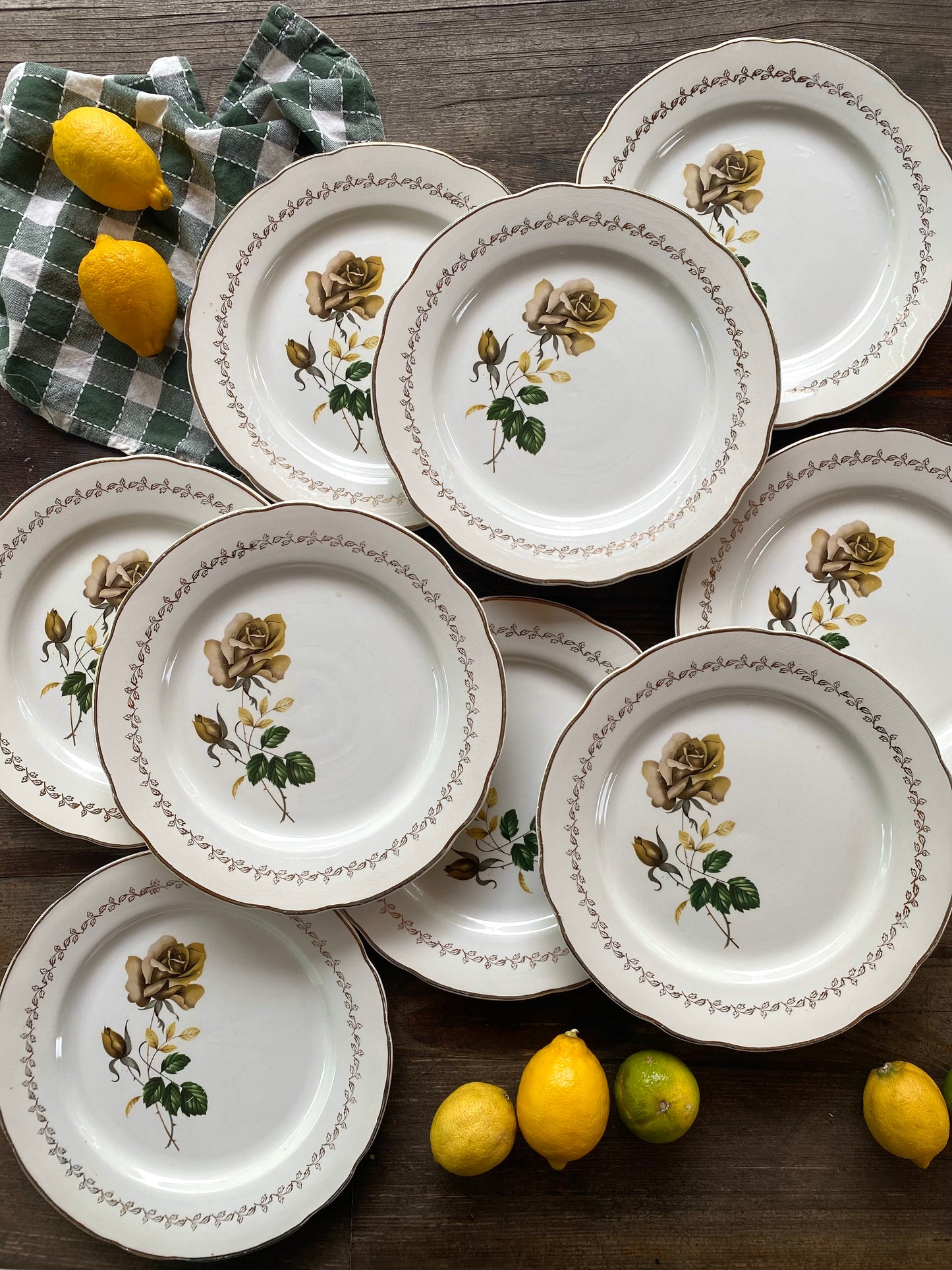 Assiettes plates en faïence ancienne