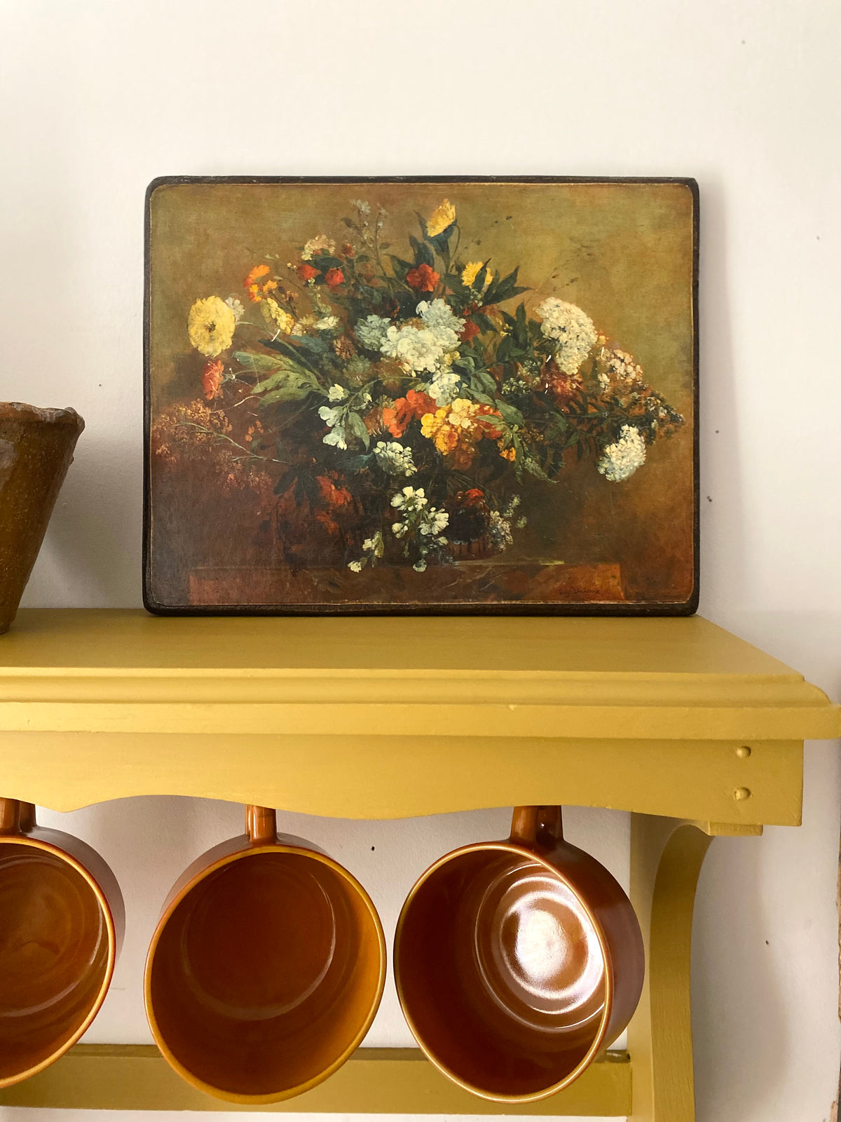 Tableau Bouquet d'après Delacroix, reproduction sur panneau vintage