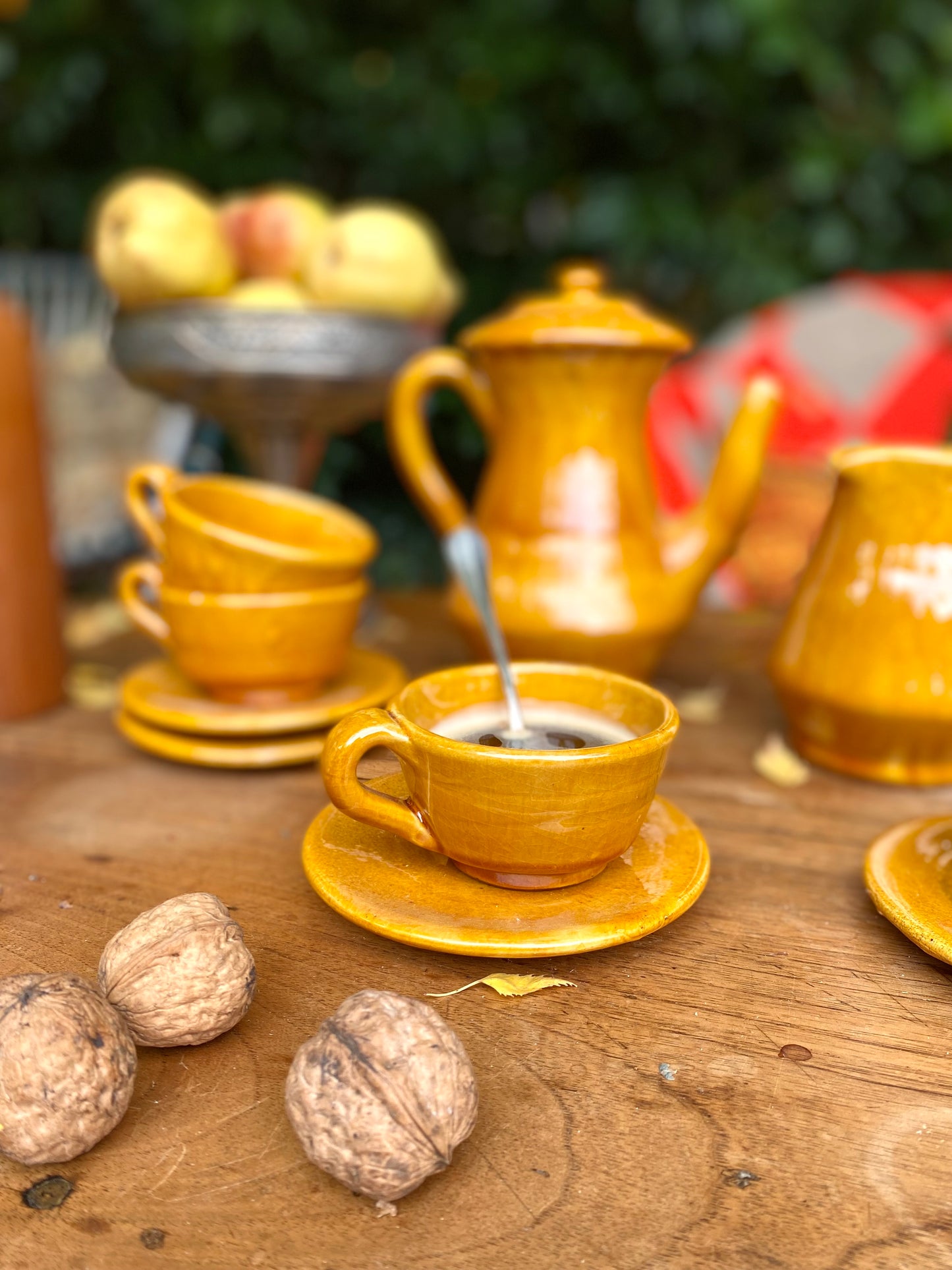 Service à café vintage en céramique vernissée