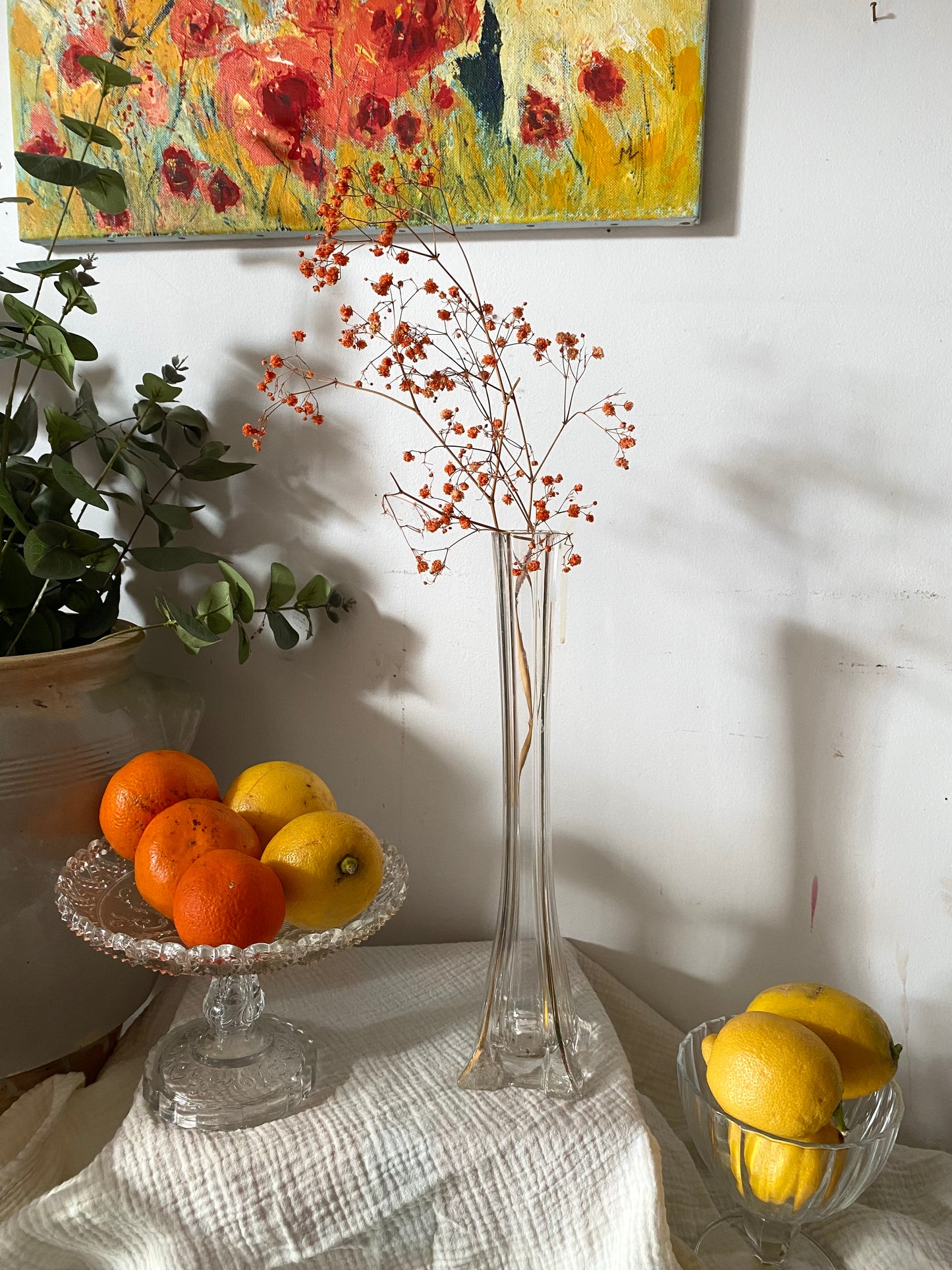 Soliflore en verre moulé 1960