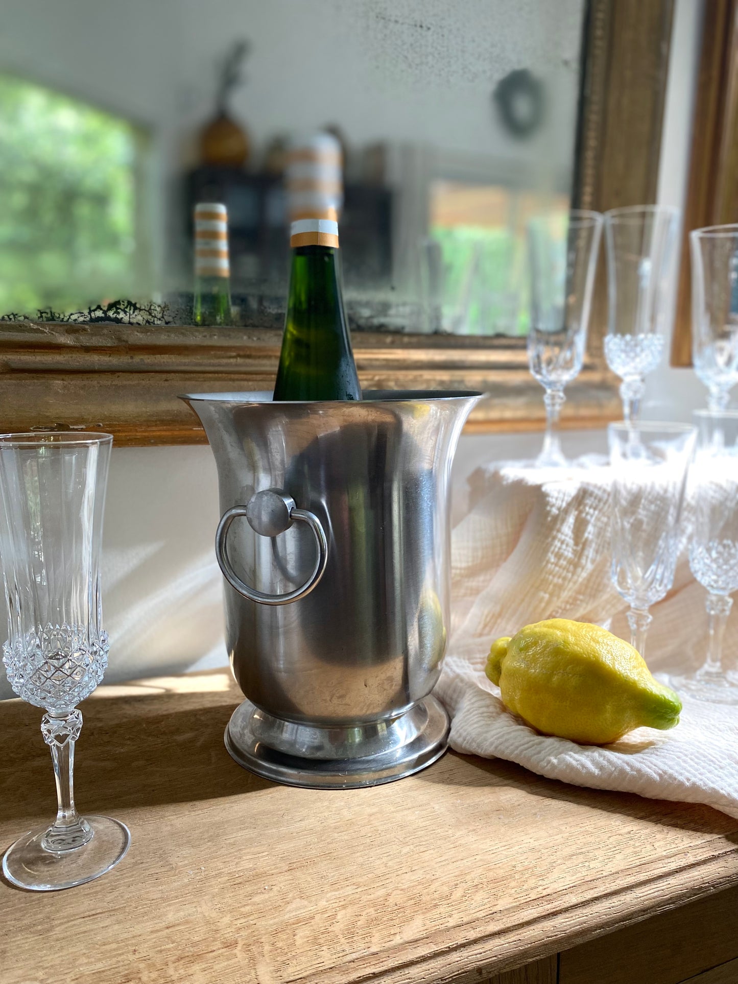 Seau à Champagne en Métal Argenté vintage