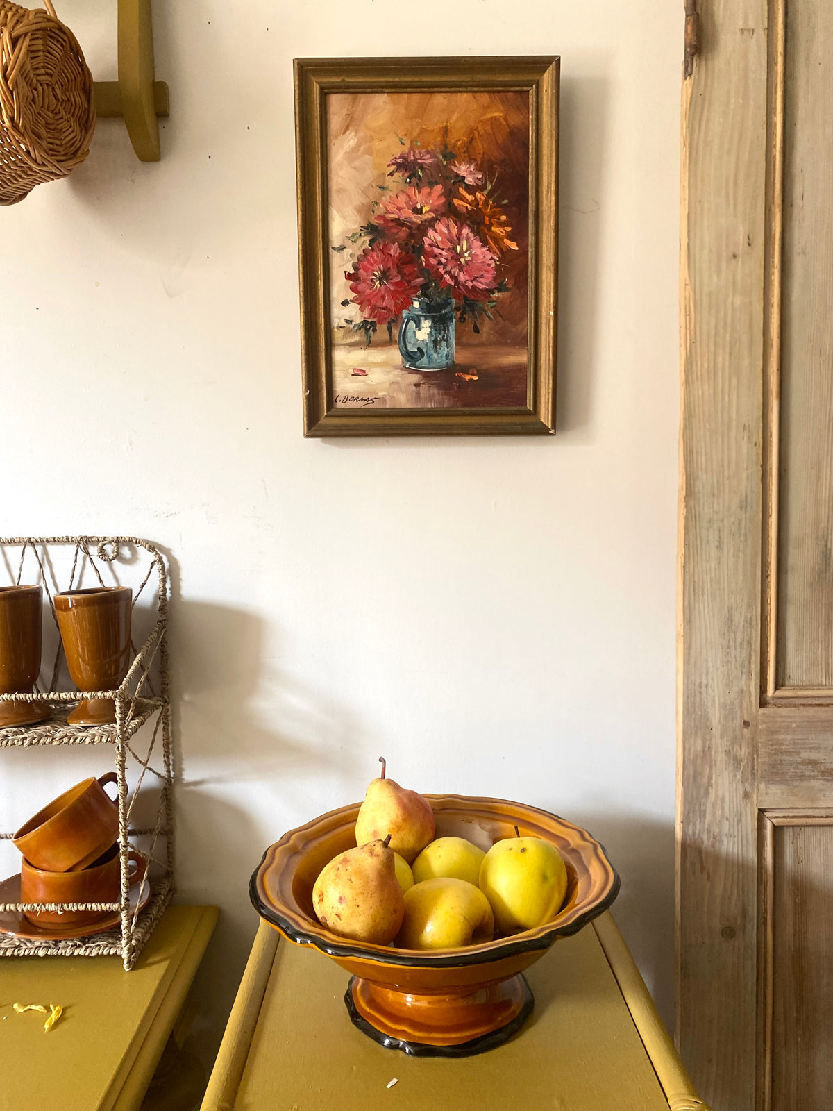 Tableau ancien bouquet de fleurs,