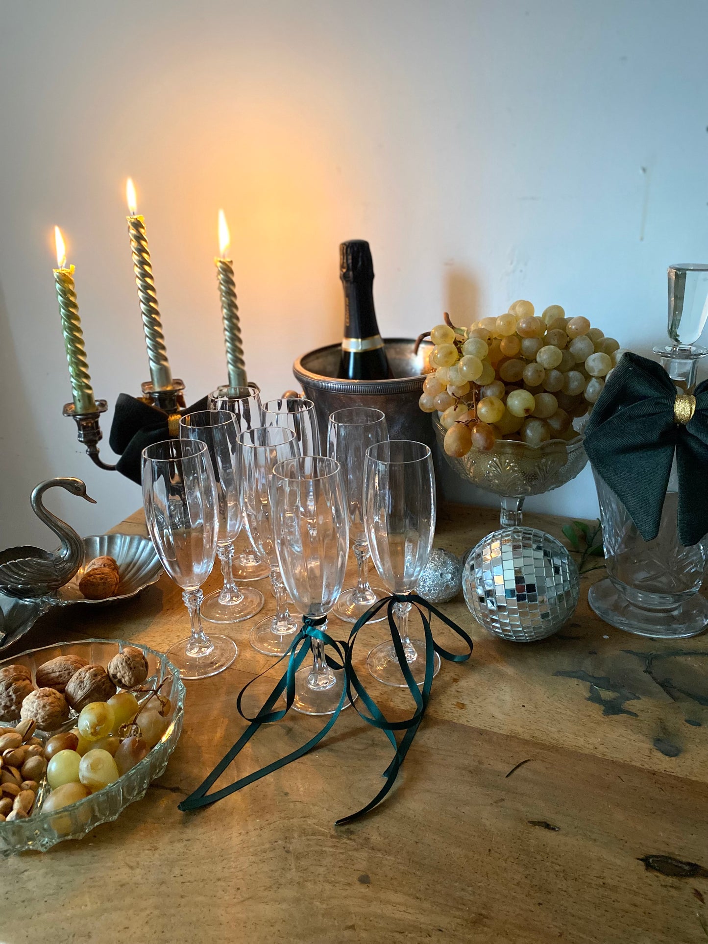 Service de flutes à champagne en cristal