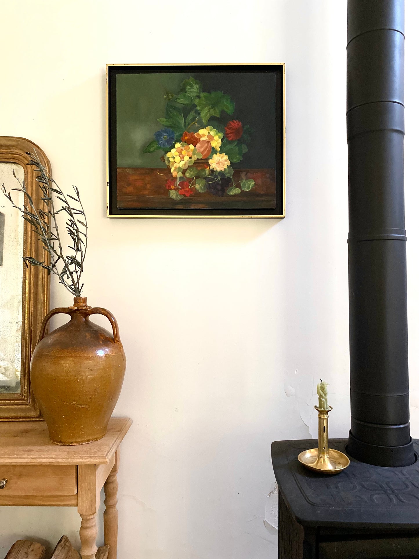 Peinture à l'huile ancienne encadrée