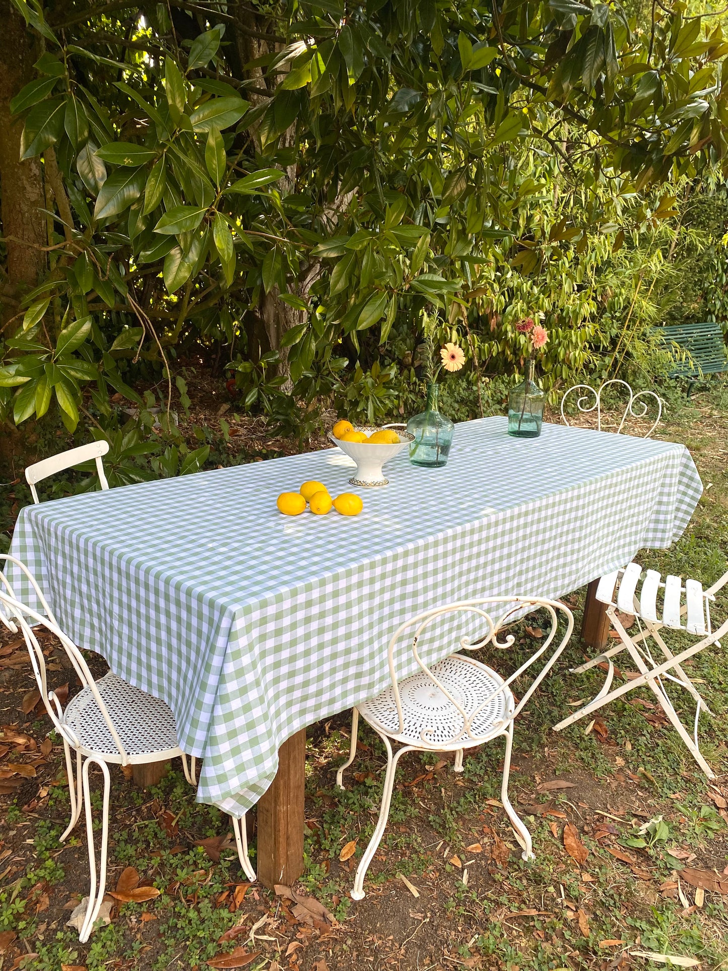 Nappe vichy vert menthe – popeline de coton, 150 x 250 cm
